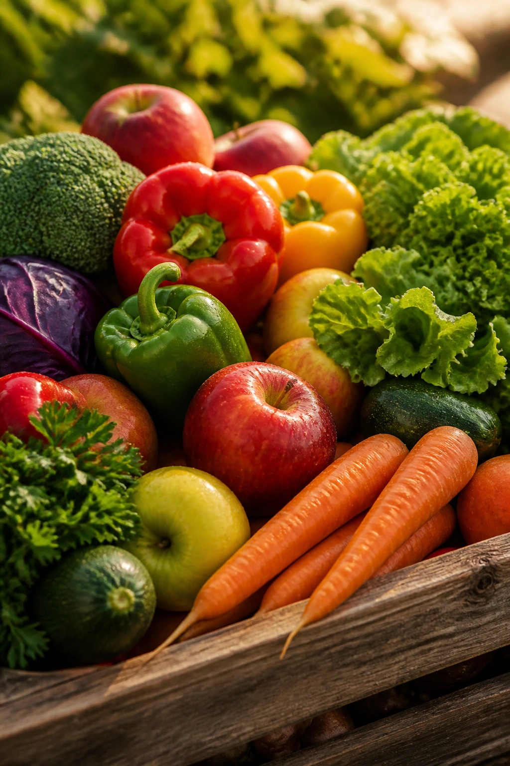 Why Are Fruits And Vegetables Called Produce? Let's Find Out 1 Close-up of colorful fresh produce on a rustic crate