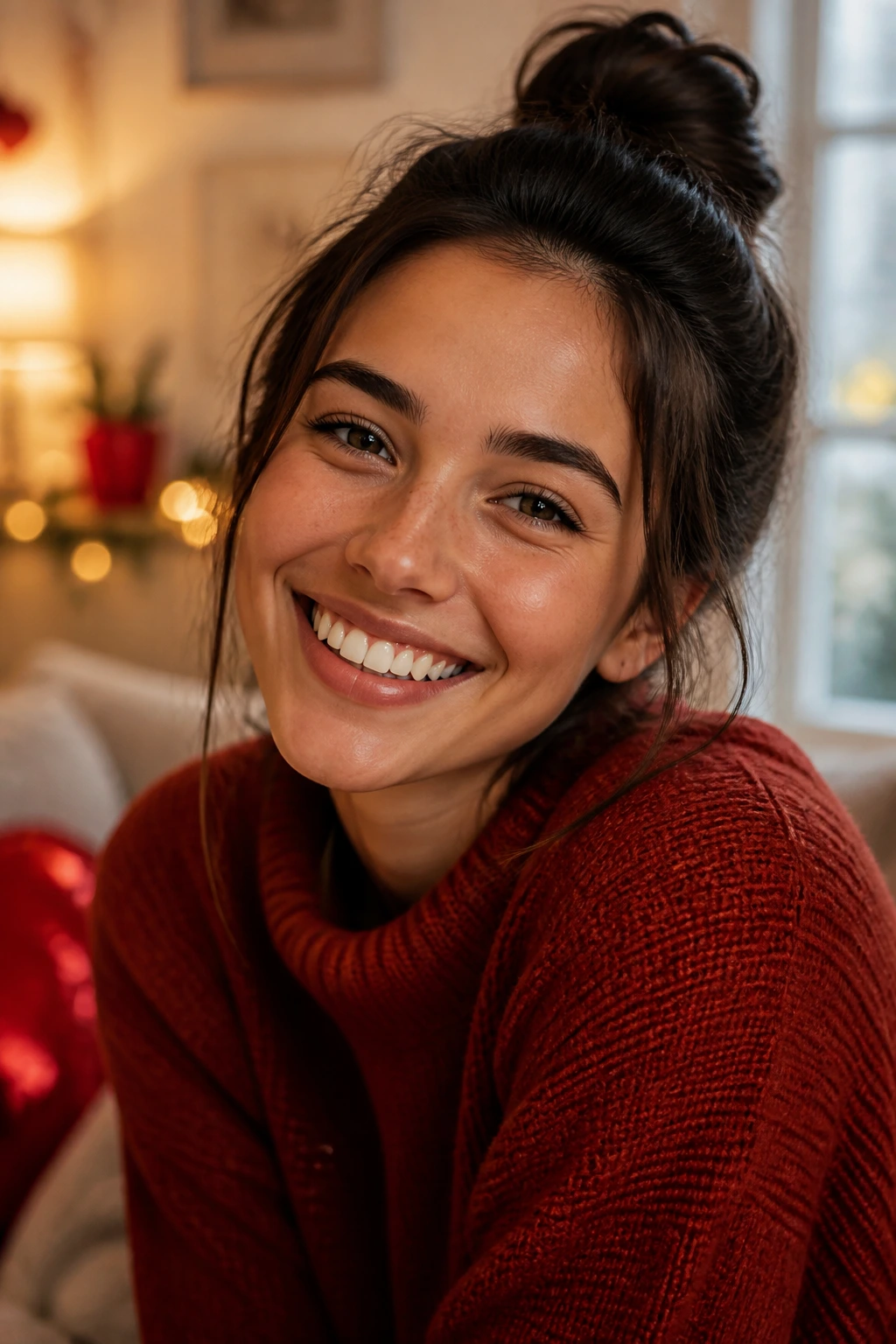 Close-up portrait of a smiling person representing pun humor on Valentine's Day