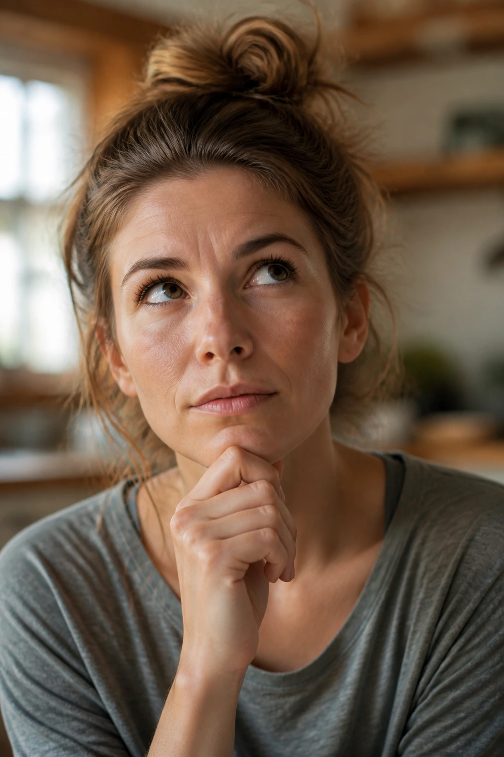 Can Gerbils Eat Carrots? All You Need To Know 5 Portrait of a person thinking in a cozy kitchen