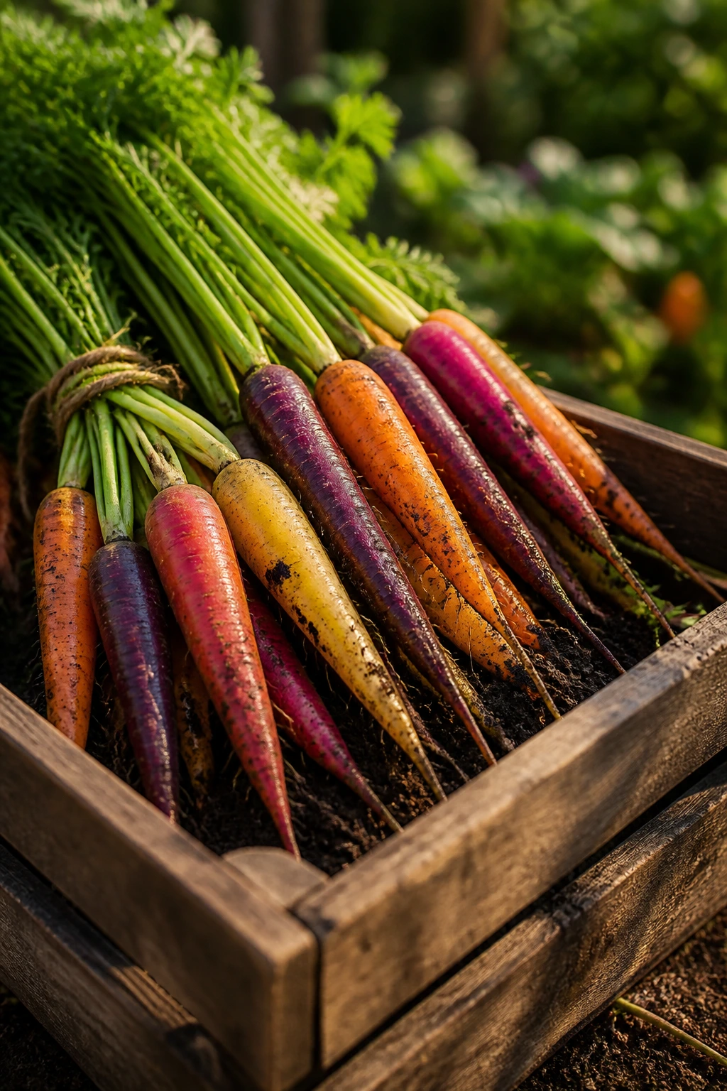 How To Grow Rainbow Carrots: Step-By-Step Guide 3 Rainbow carrots freshly harvested in soil arranged for storage