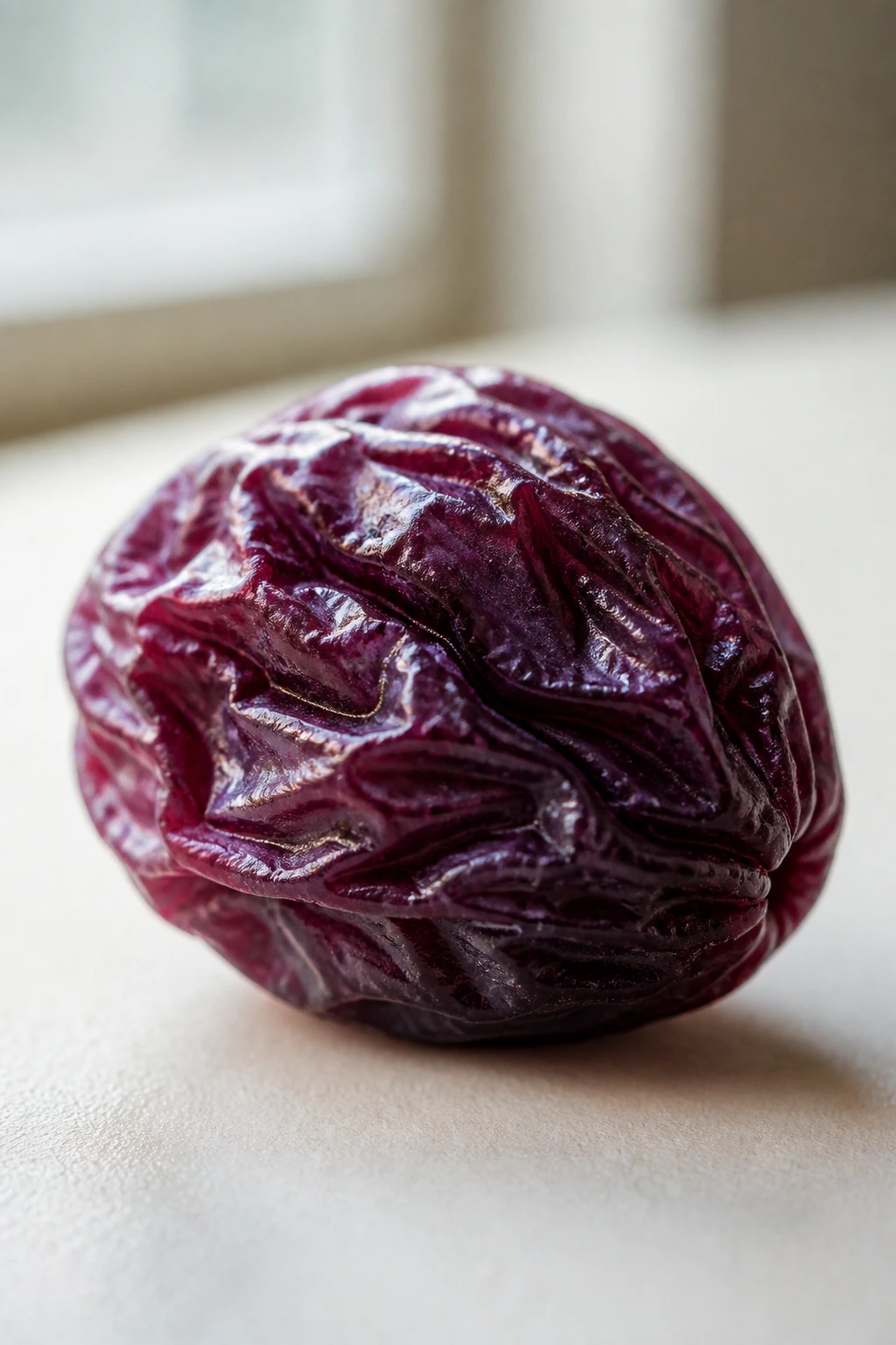 Close-up of a single raisin showing texture and color