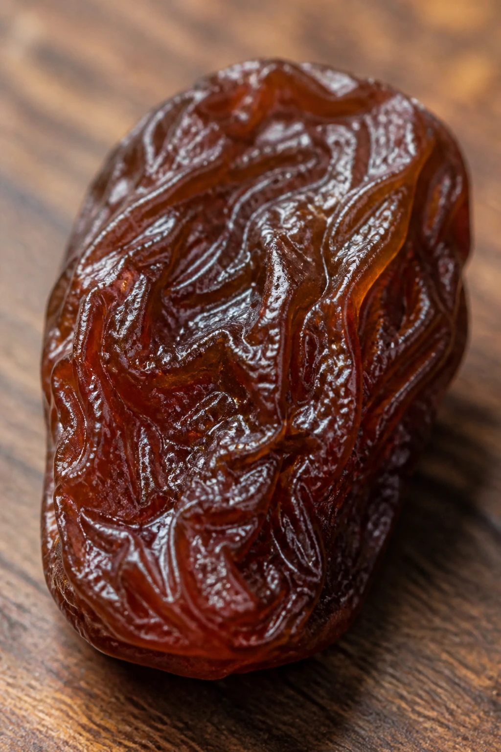 Can Raisins Cause Diarrhea? Are They Good Or Bad? 1 Close-up of a single raisin on a wooden surface, symbolizing the topic of raisins and diarrhea