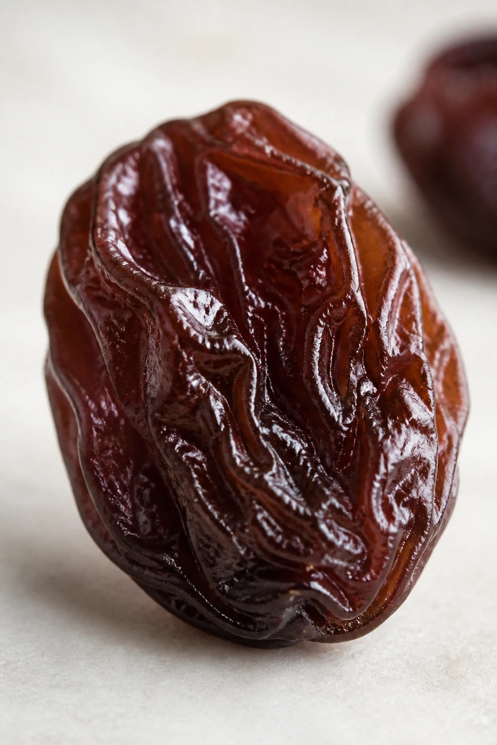 Can Raisins Cause Diarrhea? Are They Good Or Bad? 2 Extreme close-up of a glossy raisin on a neutral surface