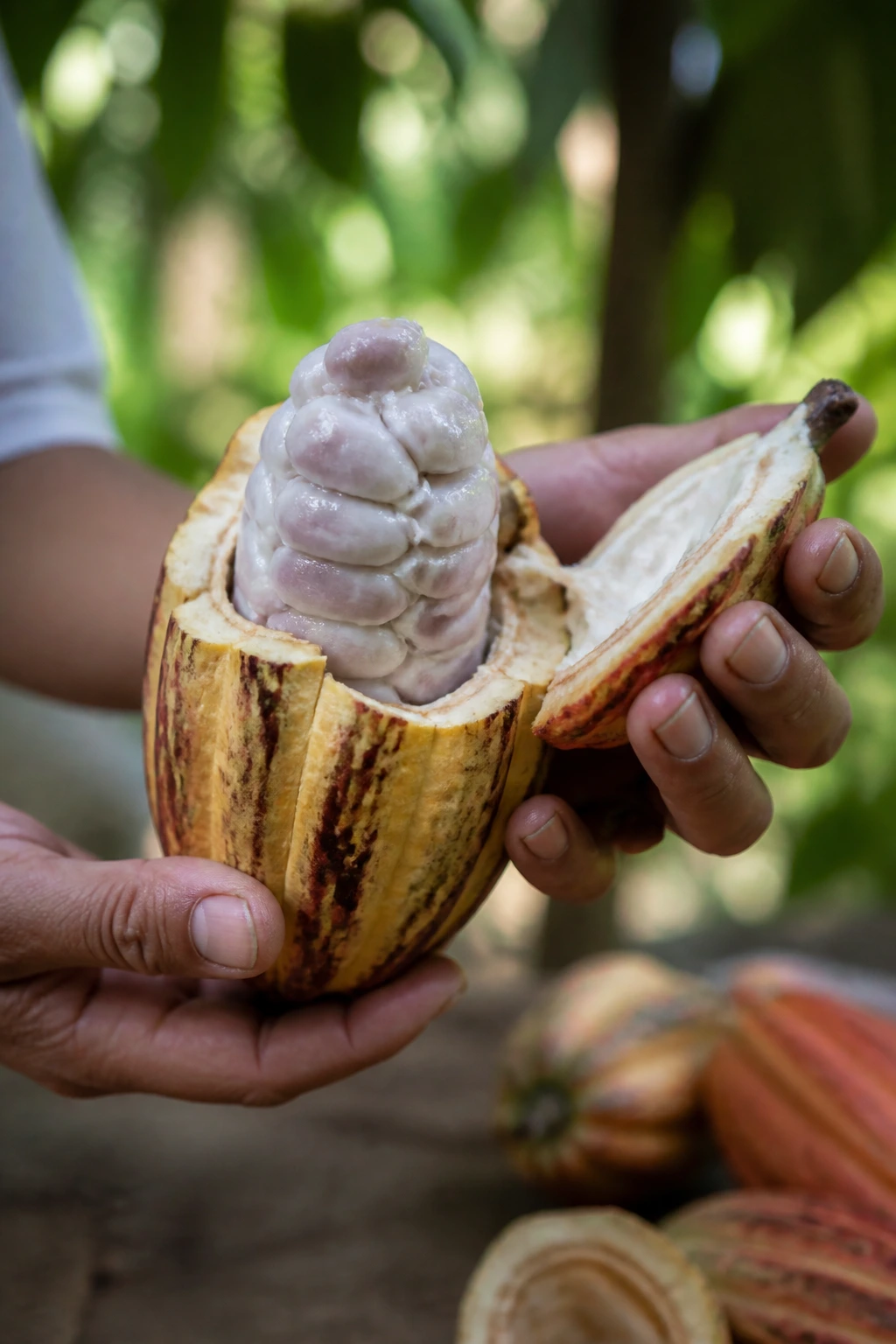 Can You Eat Raw Cacao Fruit? Is It Safe To Eat? 3 Peel open cacao fruit to reveal edible pulp