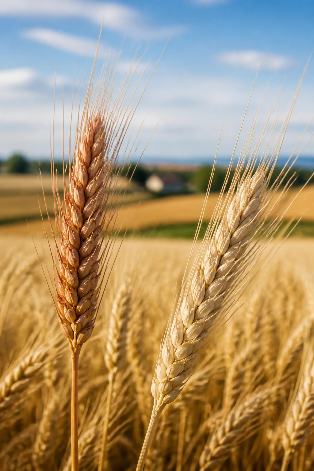 Red Wheat vs White Wheat: Understanding the Differences 12 Wheat heads in a sunlit field showing red and white varieties