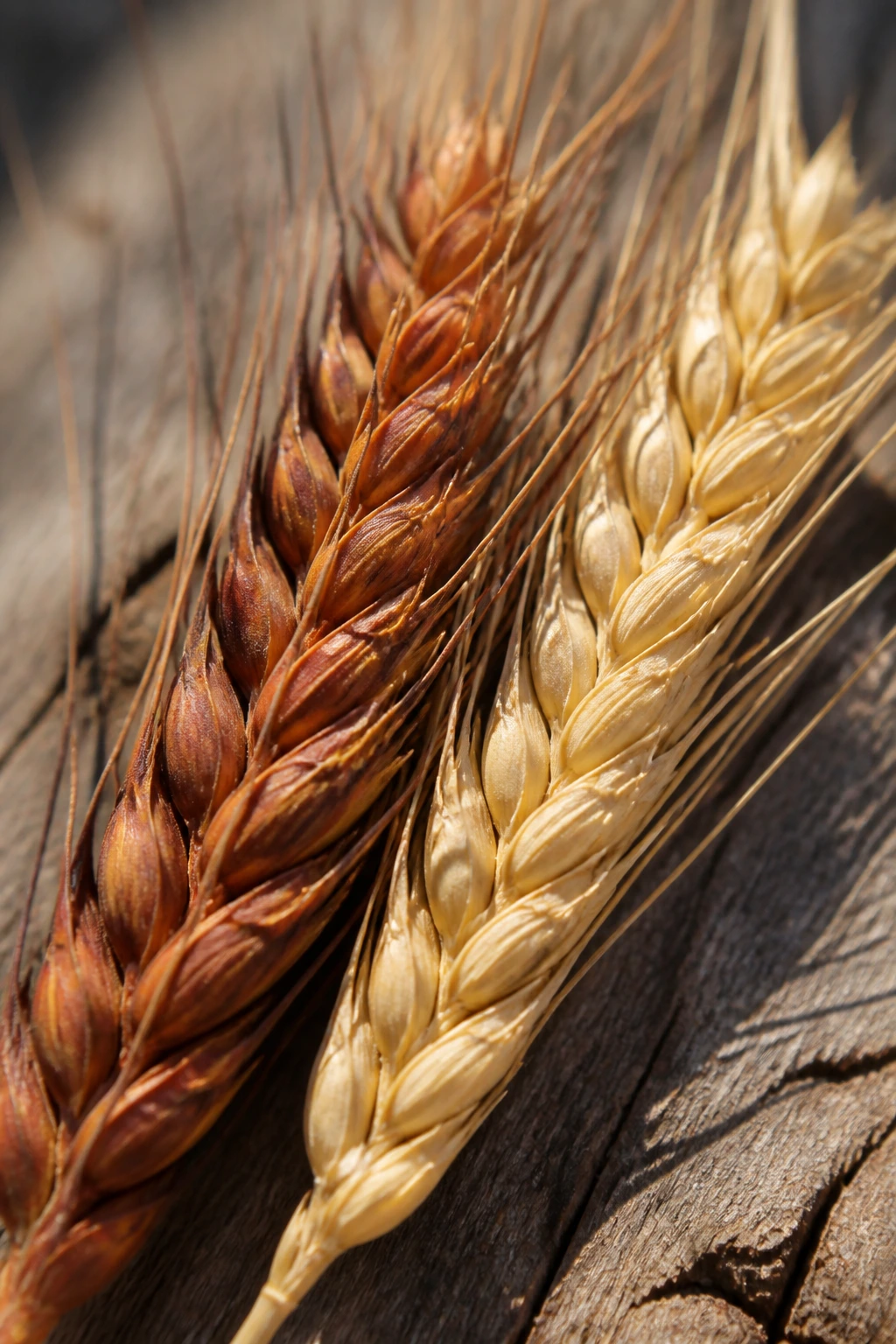 Red Wheat vs White Wheat: Understanding the Differences 8 Close-up of red and white wheat heads side by side