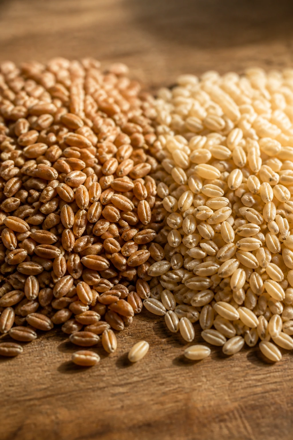 Red Wheat vs White Wheat: Understanding the Differences 5 Macro shot of red and white wheat grains side by side