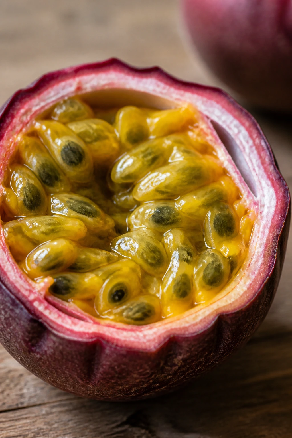 When Are Passion Fruit In Season Around The World? 3 Ripe passion fruit half showing bright pulp and seeds