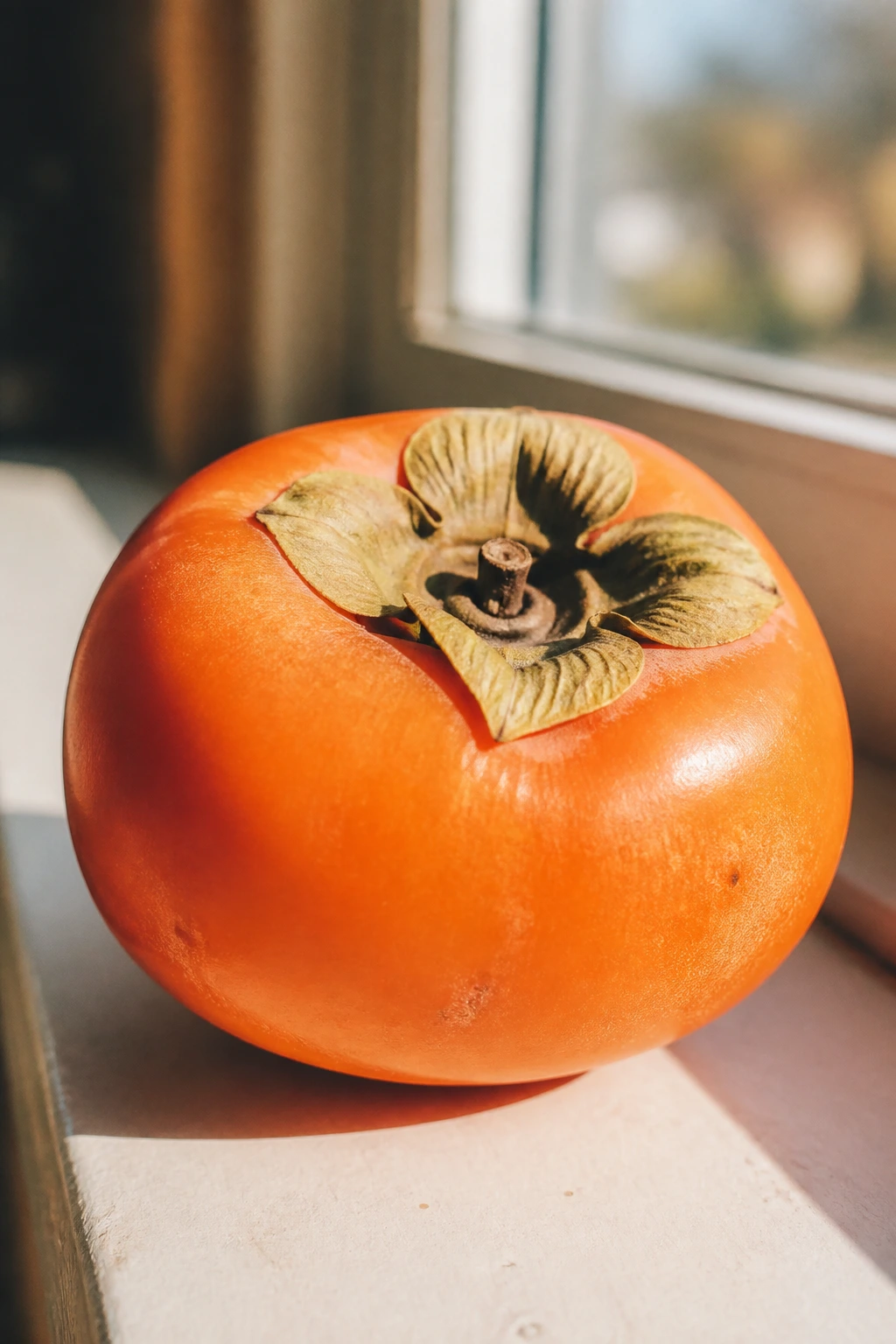 How To Remove Astringency from Persimmon Fruits 4 Persimmon on sunlit windowsill ready to ripen