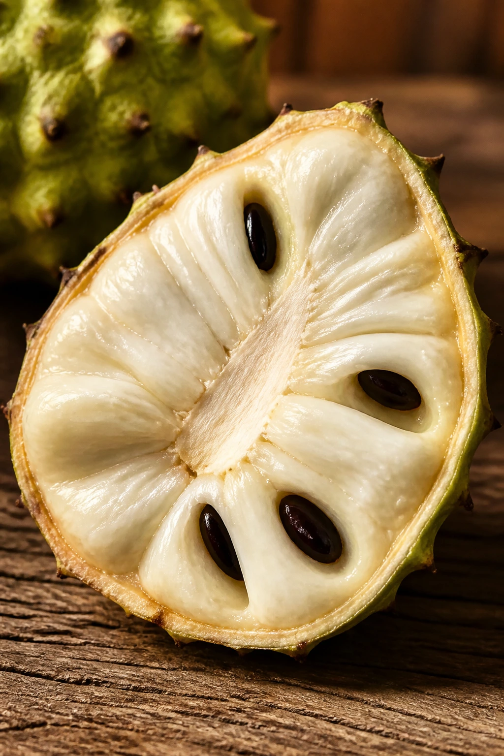 Rollinia Fruit: Nutrition Value, Health Benefits, And More 5 Cross-section of Rollinia fruit showing creamy flesh and seeds