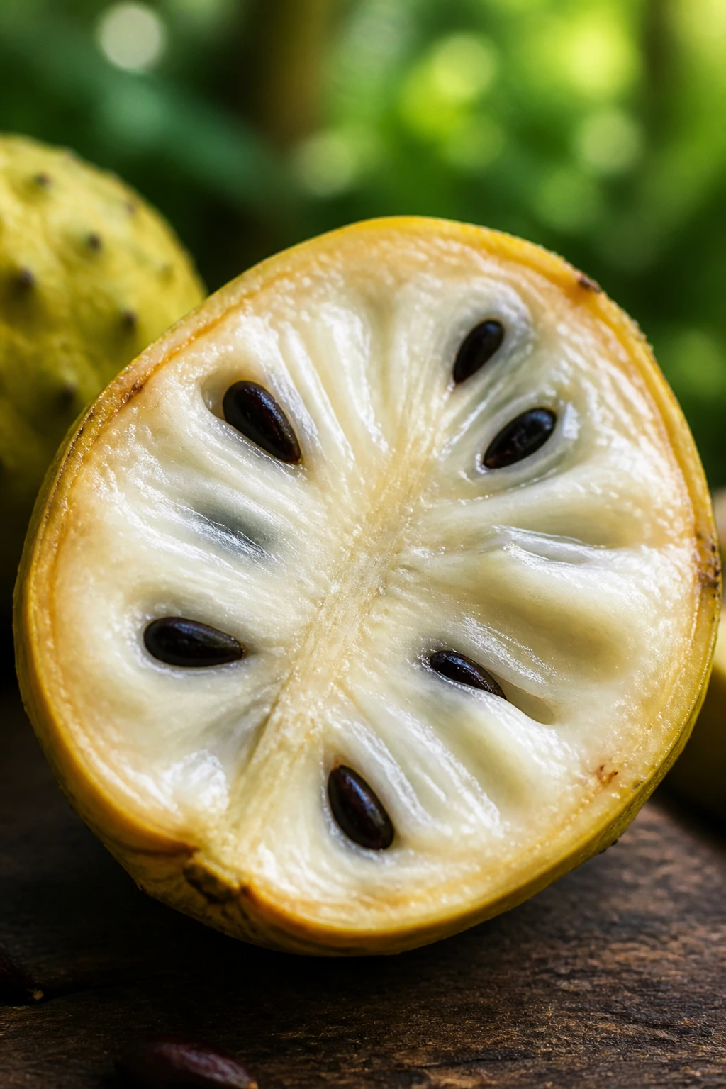 Rollinia Fruit: Nutrition Value, Health Benefits, And More 7 Cross-section of ripe Rollinia fruit showing creamy flesh and seeds