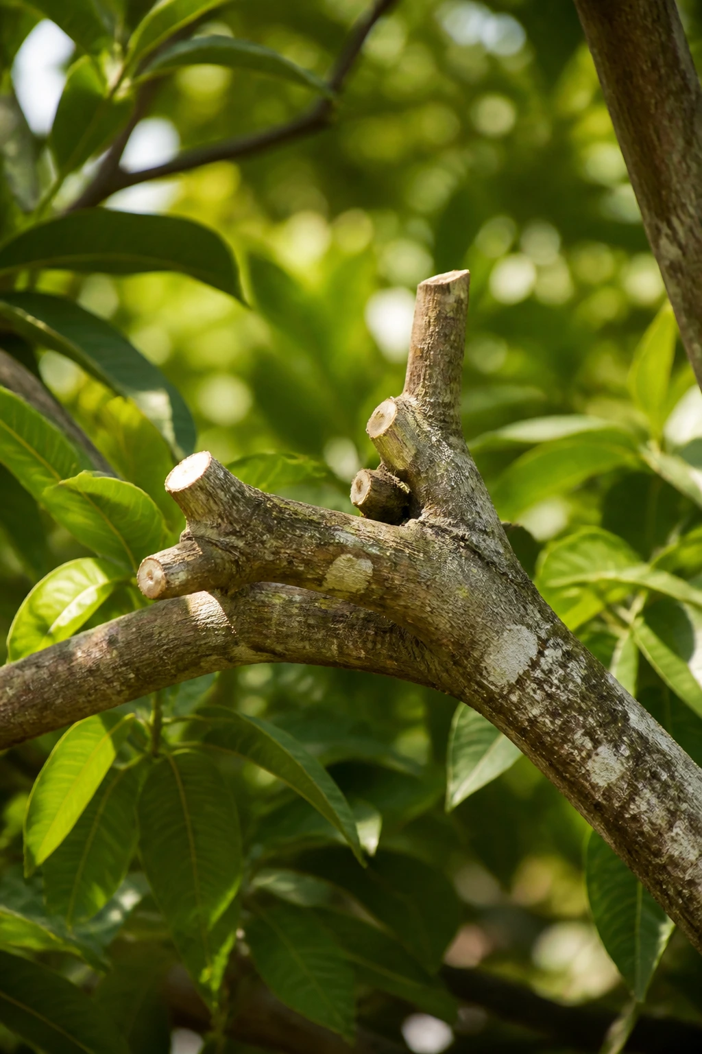 How to Grow Santol from Seeds (Complete Guide) 8 Close-up of trimmed santol tree branches in a garden