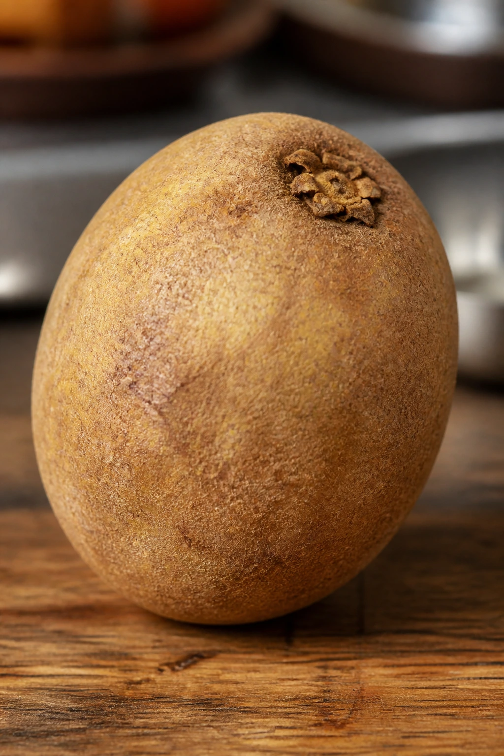 How To Eat Sapodilla Fruit Properly - Here's The Right Way 2 Single ripe sapodilla on wooden counter under natural daylight