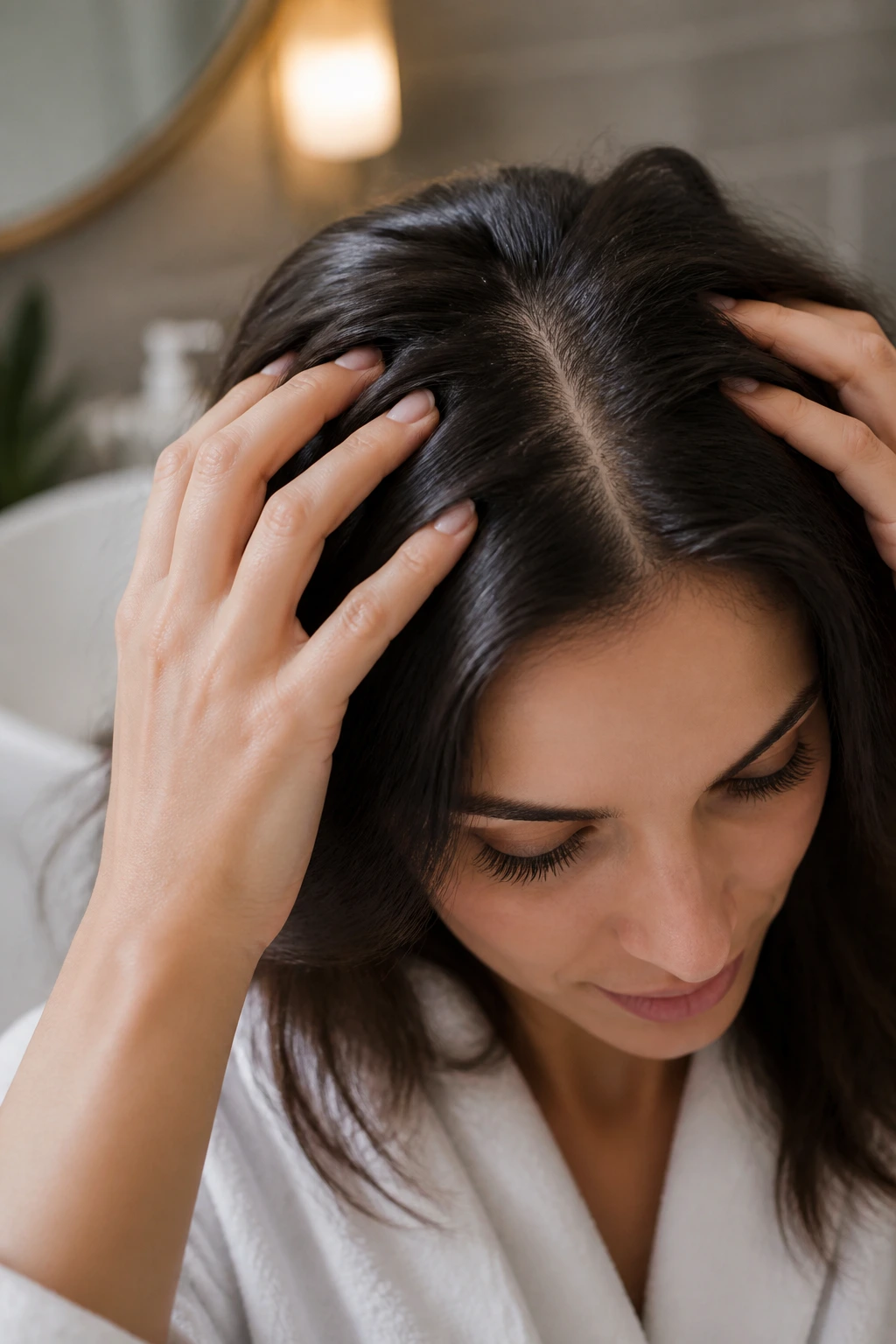 10 Benefits Of Dragon Fruit For Hair Growth And Shine 9 Close-up of scalp and hair with healthy, calm look