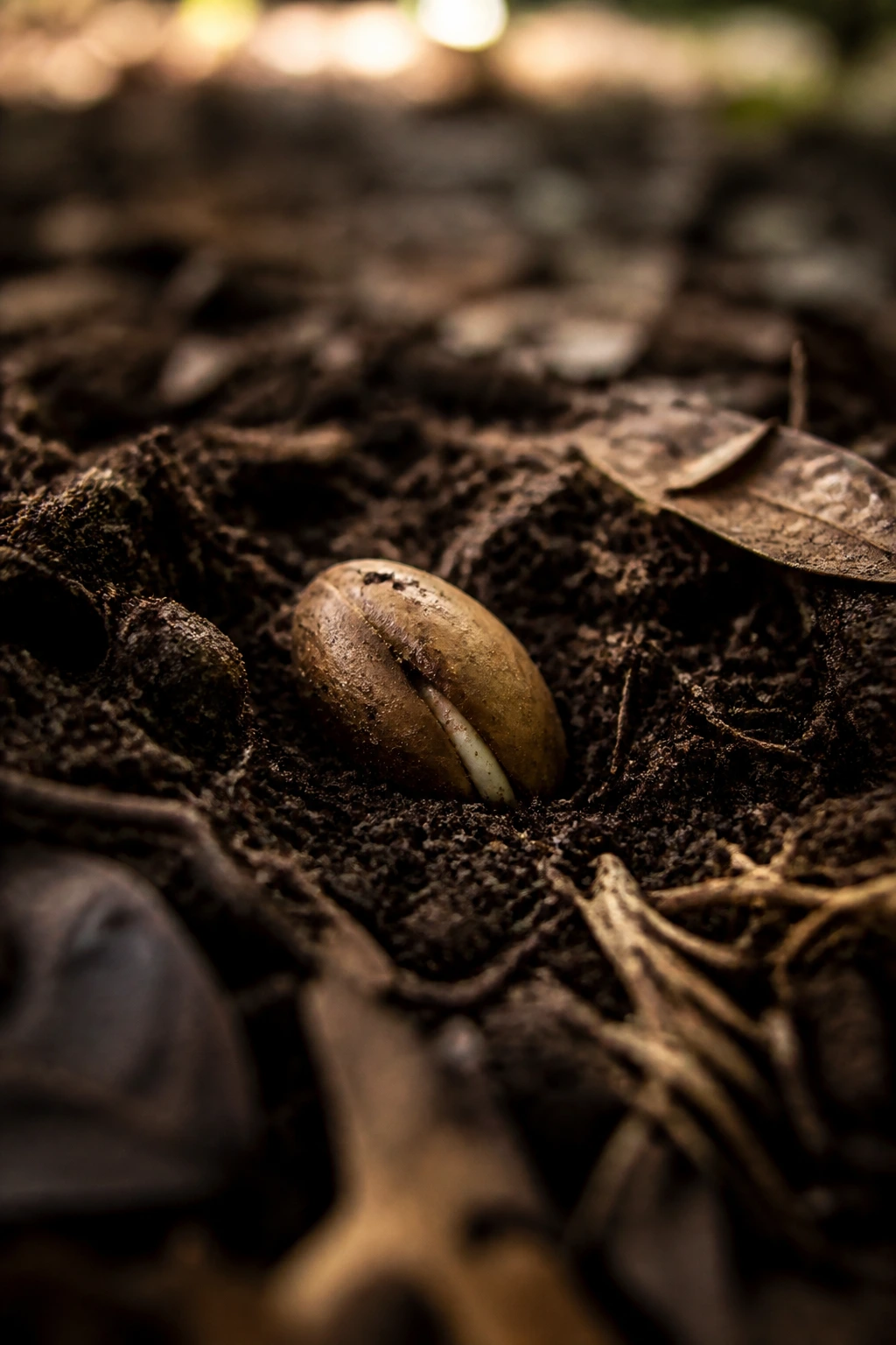 The Dispersal Of Fruits Seeds EXPLAINED! 7 Close-up of a seed partially buried in soil on a forest floor