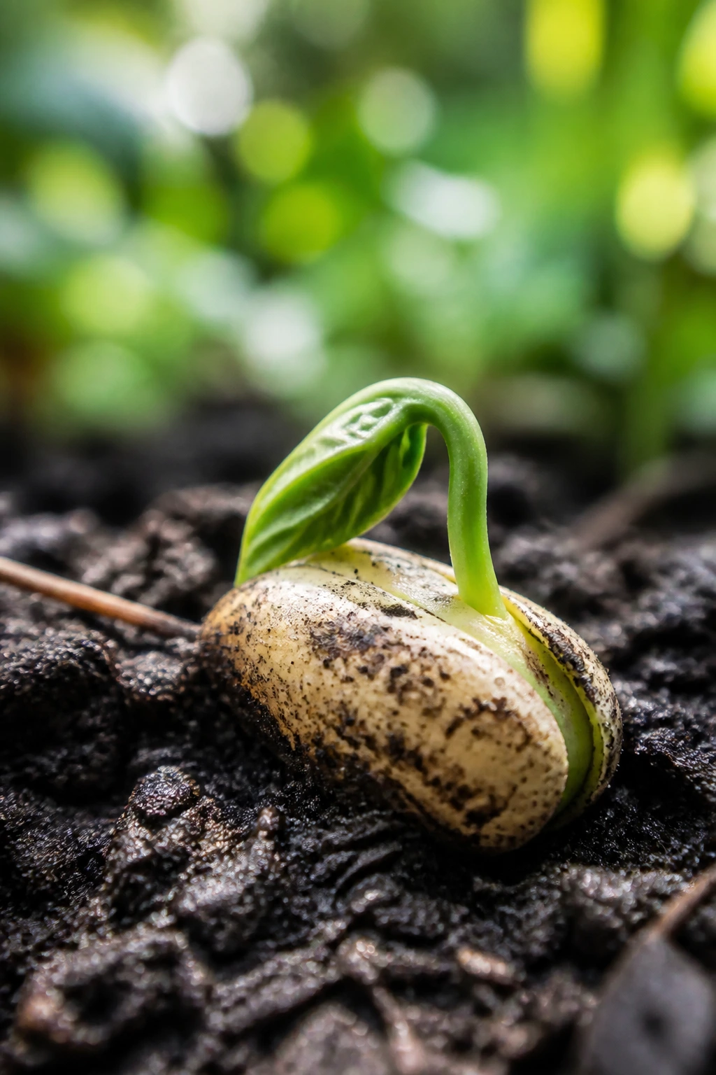 Is Anything With A Seed Considered A Fruit? 1 Seed sprout emerging from soil in garden setting.