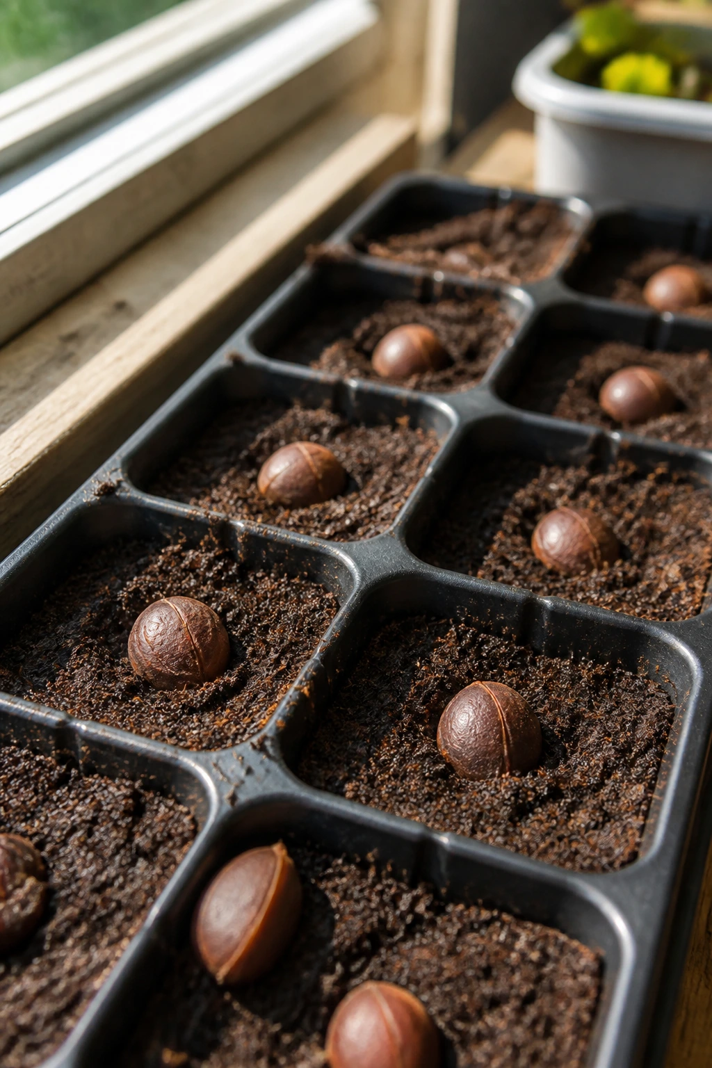 Seed tray with agbalumo seeds ready to germinate
