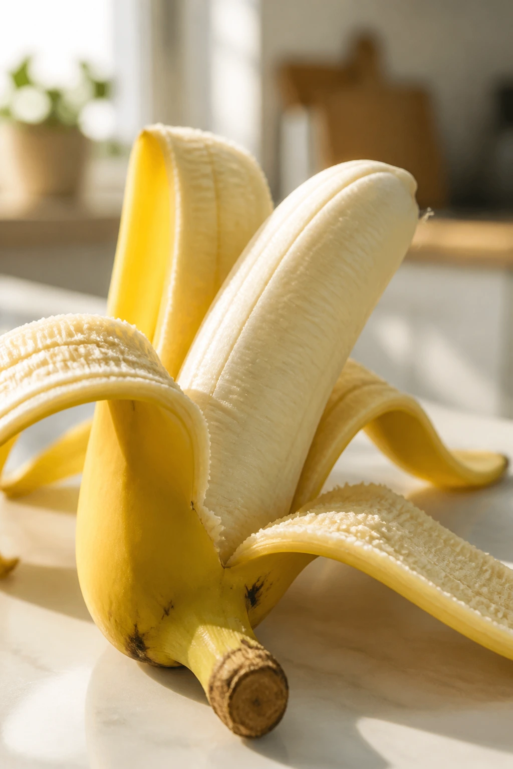 Seedless banana on clean kitchen counter