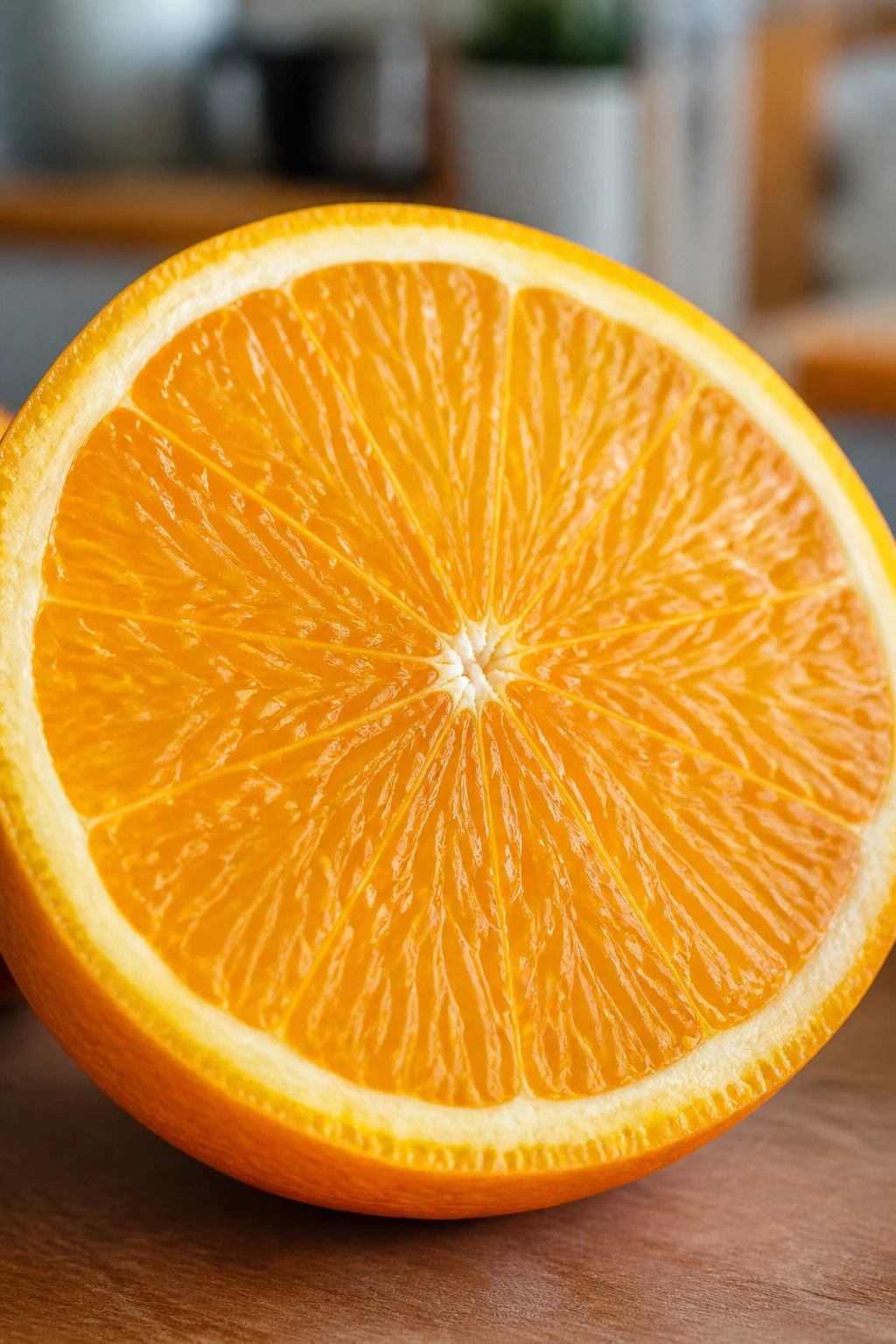 Seedless orange cross-section showing no seeds inside