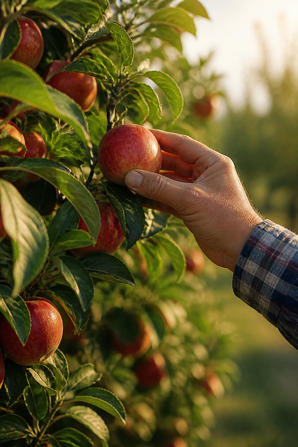 Where Does The Sweetness Of Fruit Come From? Find Out Now! 15 Farmer selecting a ripe fruit from a tree in an orchard.