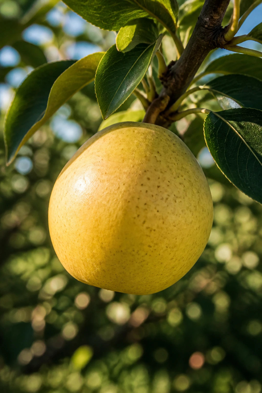 Shinko Pears: All You Need to Know About This Fruit 4 Shinko Pear on a branch in a sunlit garden