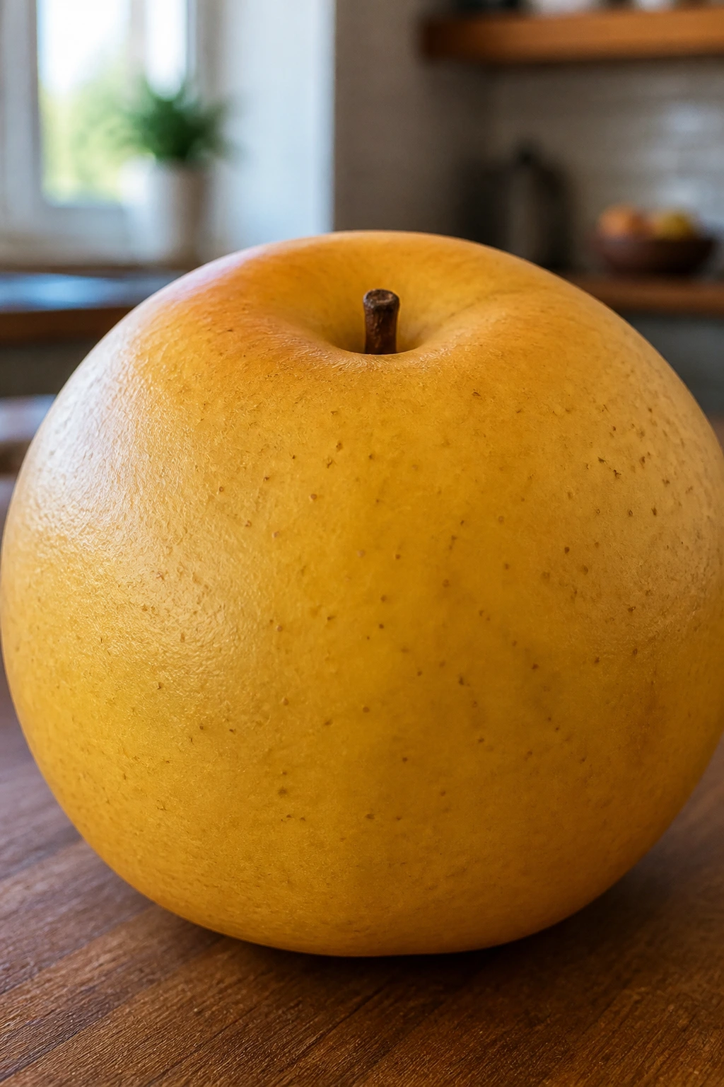 Shinko Pears: All You Need to Know About This Fruit 1 Close-up of a Shinko Pear showing golden-brown skin and crisp texture