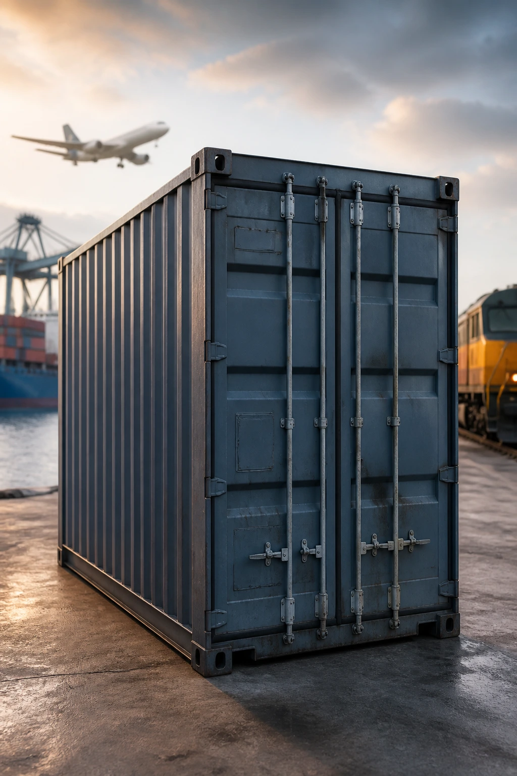 How To Ship Fruits And Vegetables:Â An Expert Guide 8 Shipping container at a dock representing multiple transport methods
