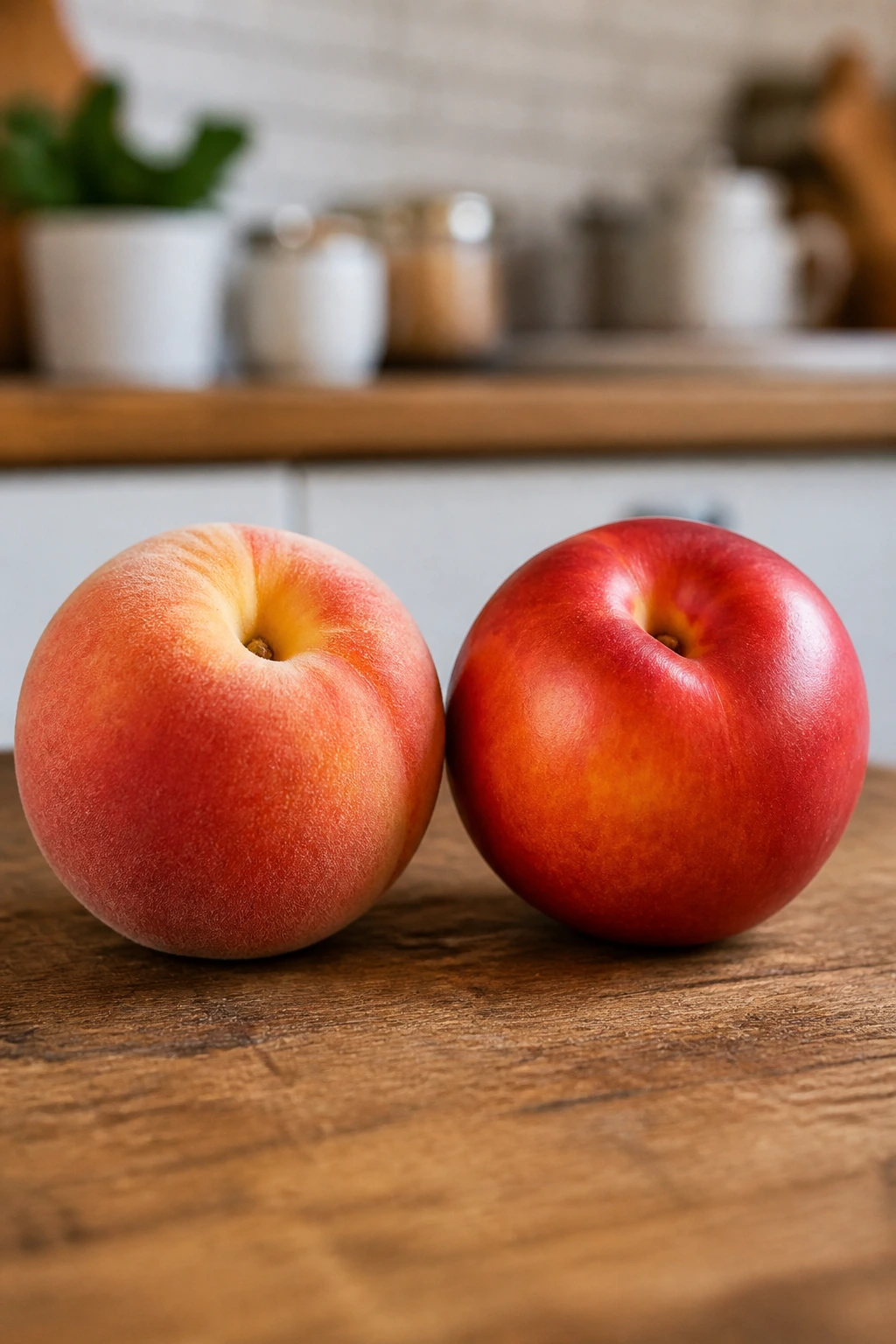 Is A Nectarine A Peach? What's Really The Difference? 11 Peach and nectarine side-by-side highlighting similarities