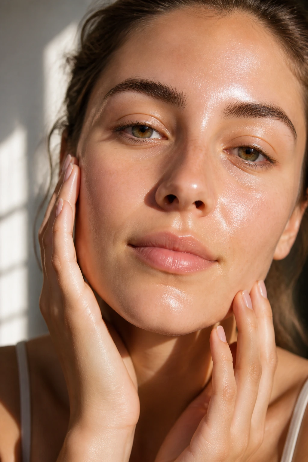 Close-up skin texture on a real person's face