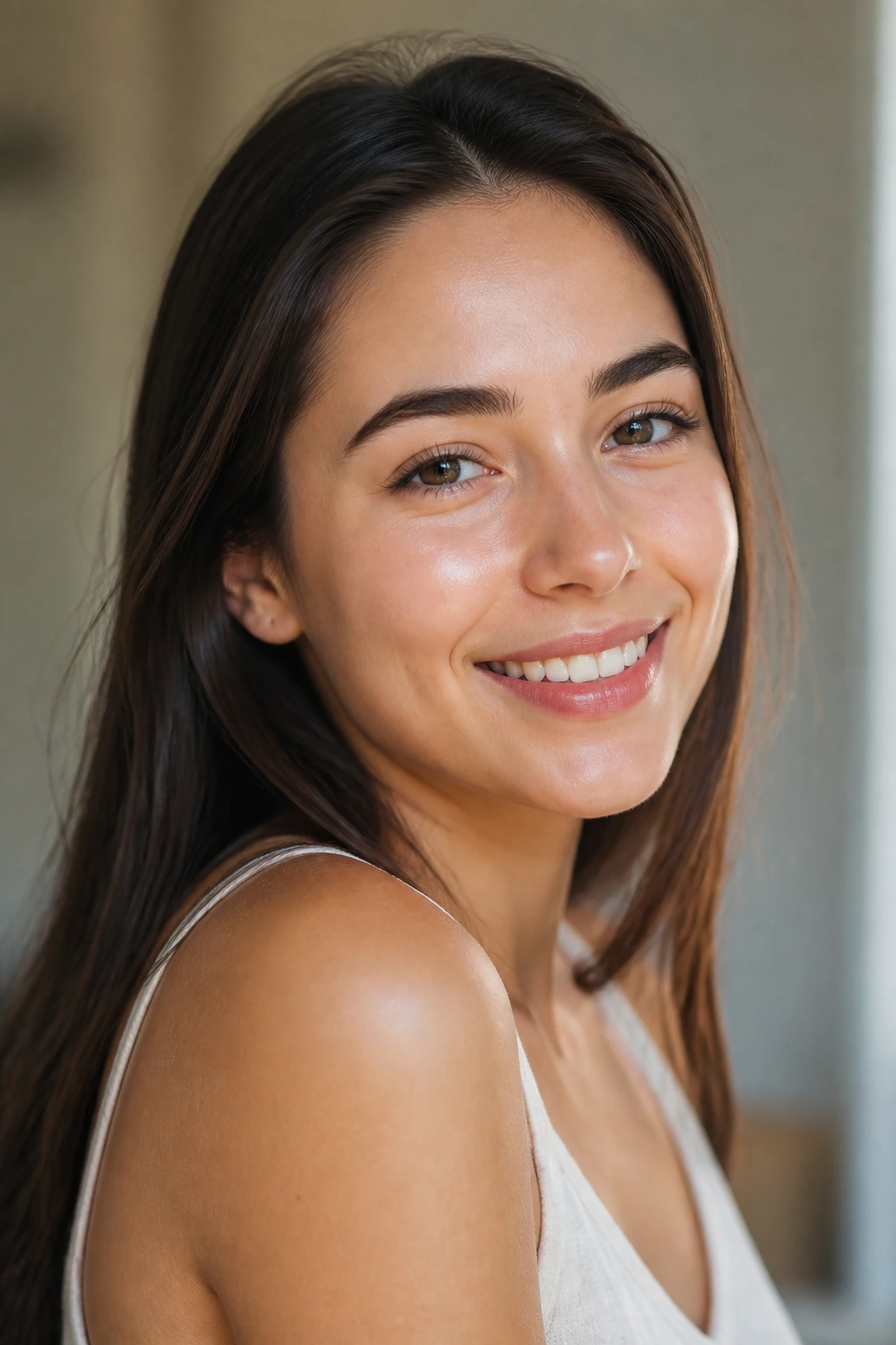 Close-up of a person with healthy glowing skin