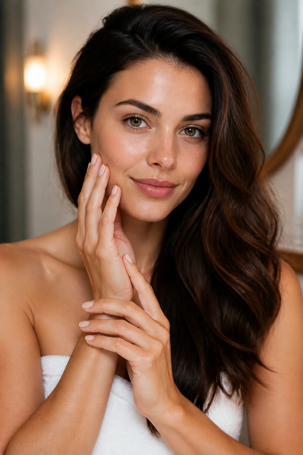 10 Surprising Health Benefits Of Being A Fruitarian 8 Close-up of a real woman highlighting glowing skin, glossy hair, and healthy nails.
