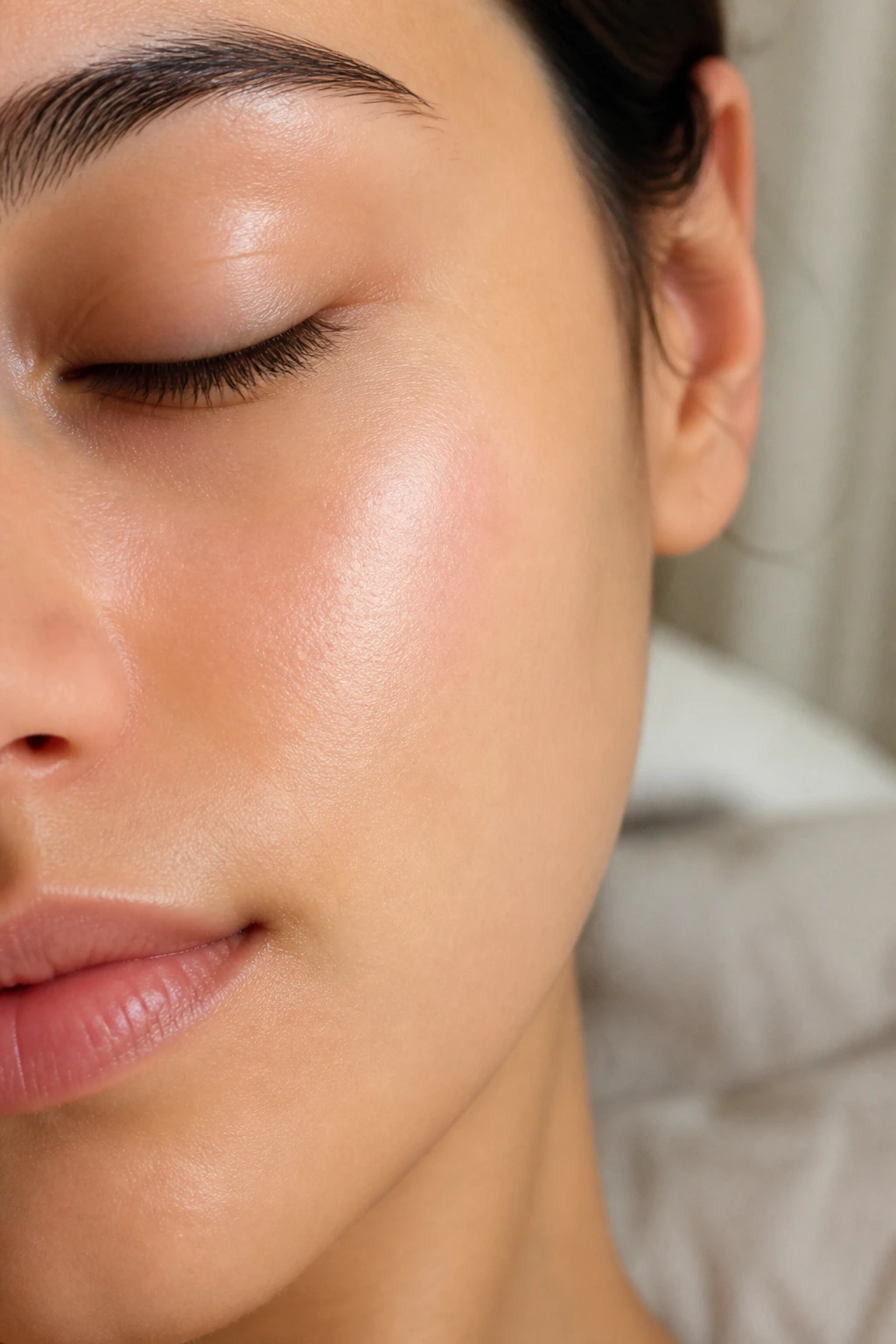 Extreme close-up of smooth skin texture on a real person
