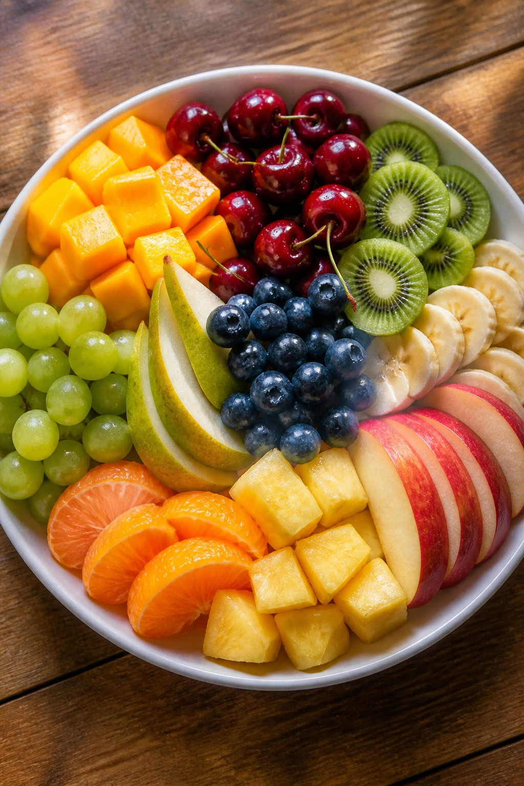 Colorful bowl of ten fruits arranged for sleep-friendly snacking