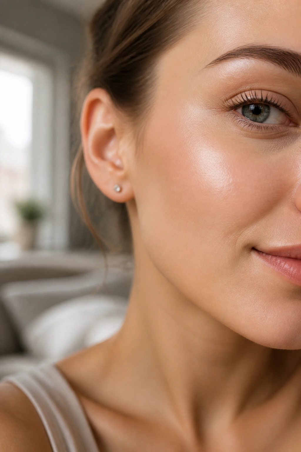 10 Amazing Benefits of Eating Plums for Skin 7 Close-up of a real person's smooth cheek skin