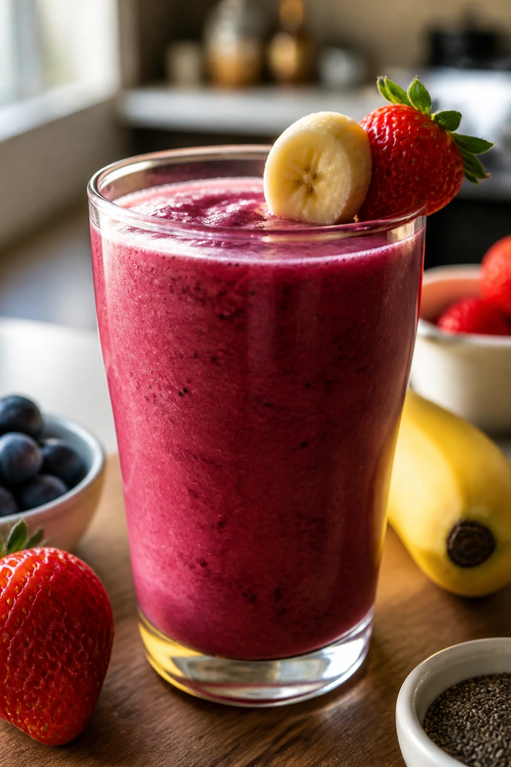 Fruitful Recovery: Is It Good To Eat Fruits When Sick? 5 Close-up of a vibrant fruit smoothie filling the frame for sick-friendly nutrition