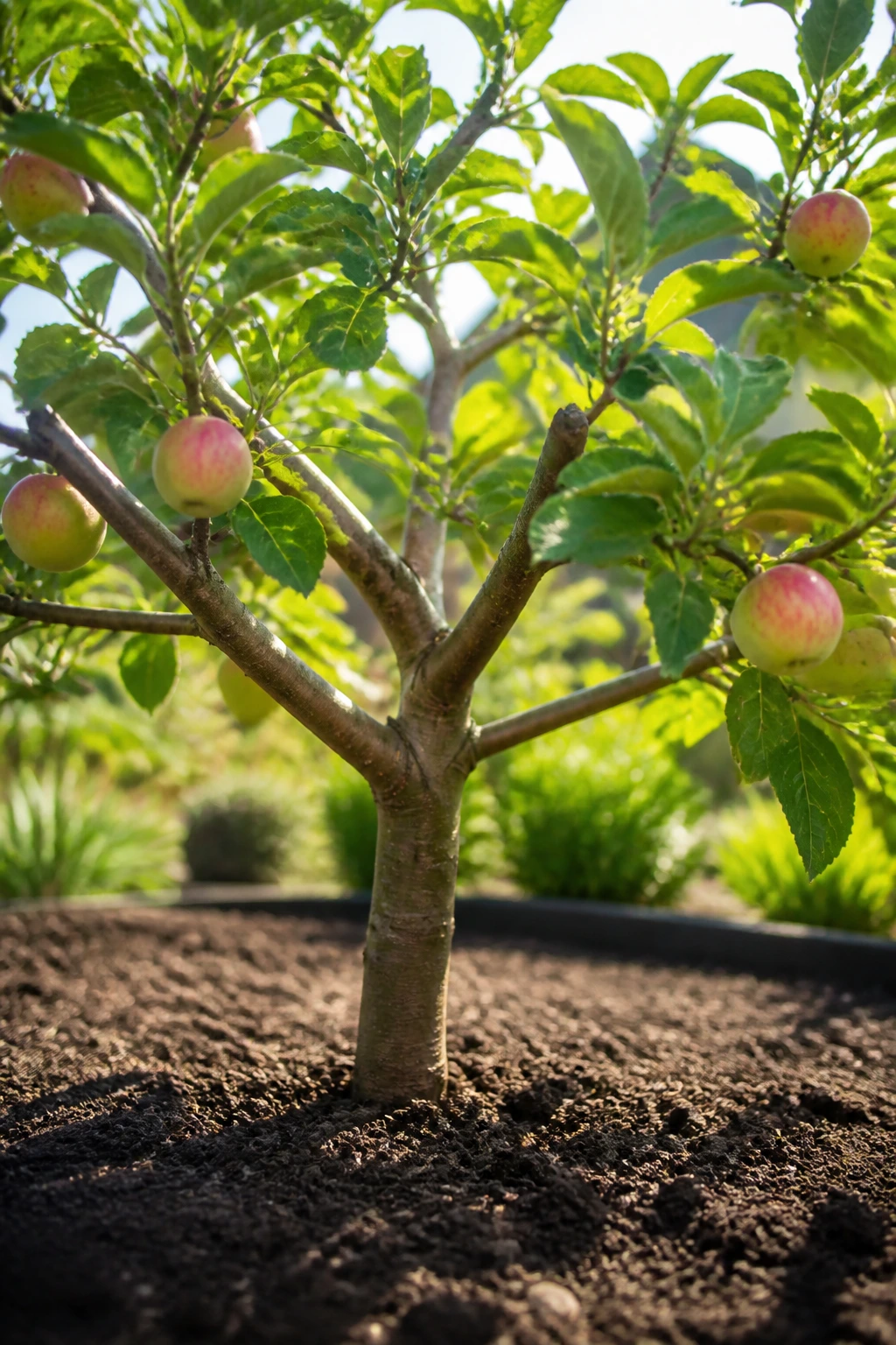 Rapid Yield: 12 Fruit Trees That Bear Fruit in the First Year 2 Healthy fruit tree in garden with rich soil illustrating choosing the right environment