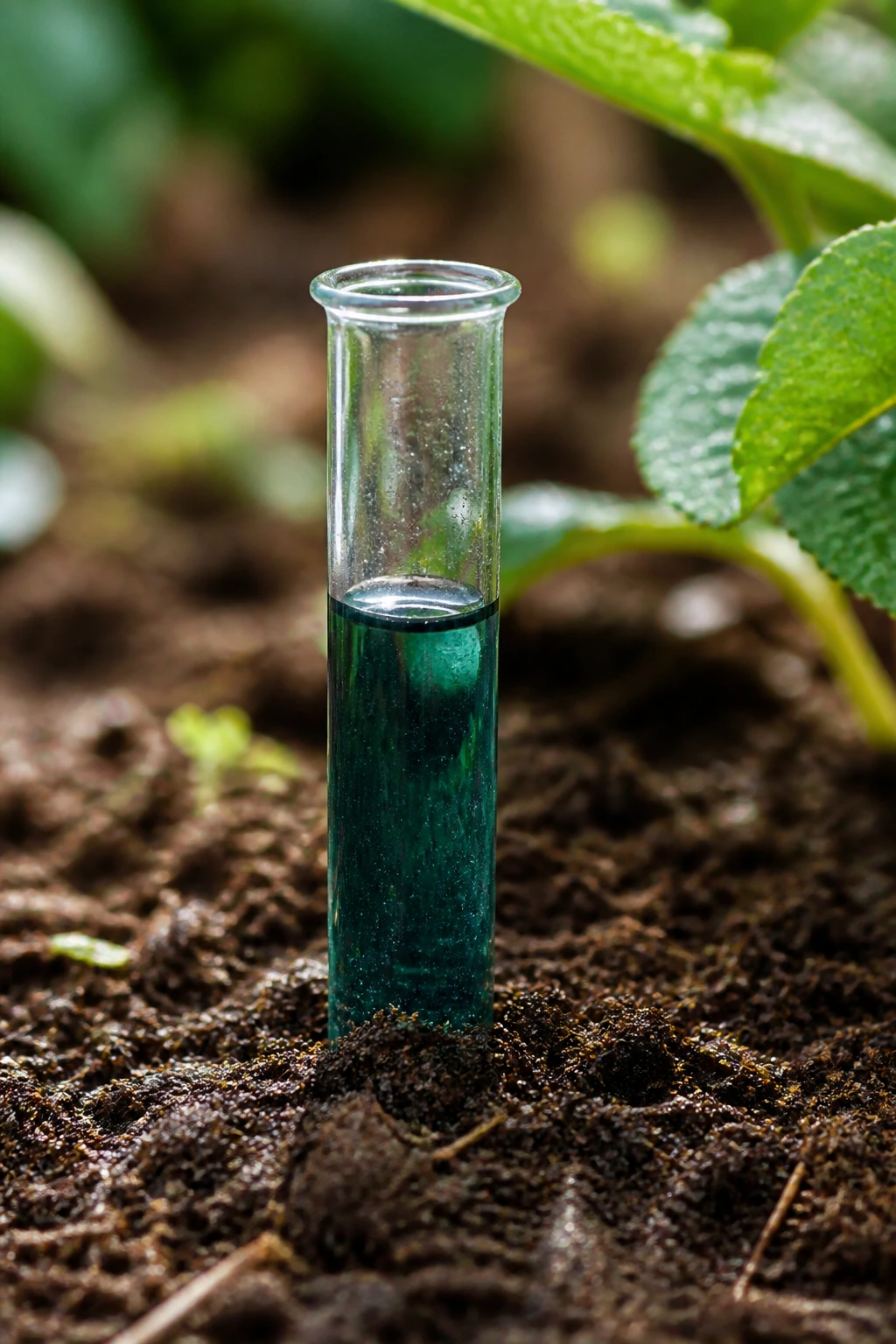 Do Blackberries Like Acidic Soil? All You Need to Know 3 Close-up of a soil pH test tube with color reaction on soil in a garden