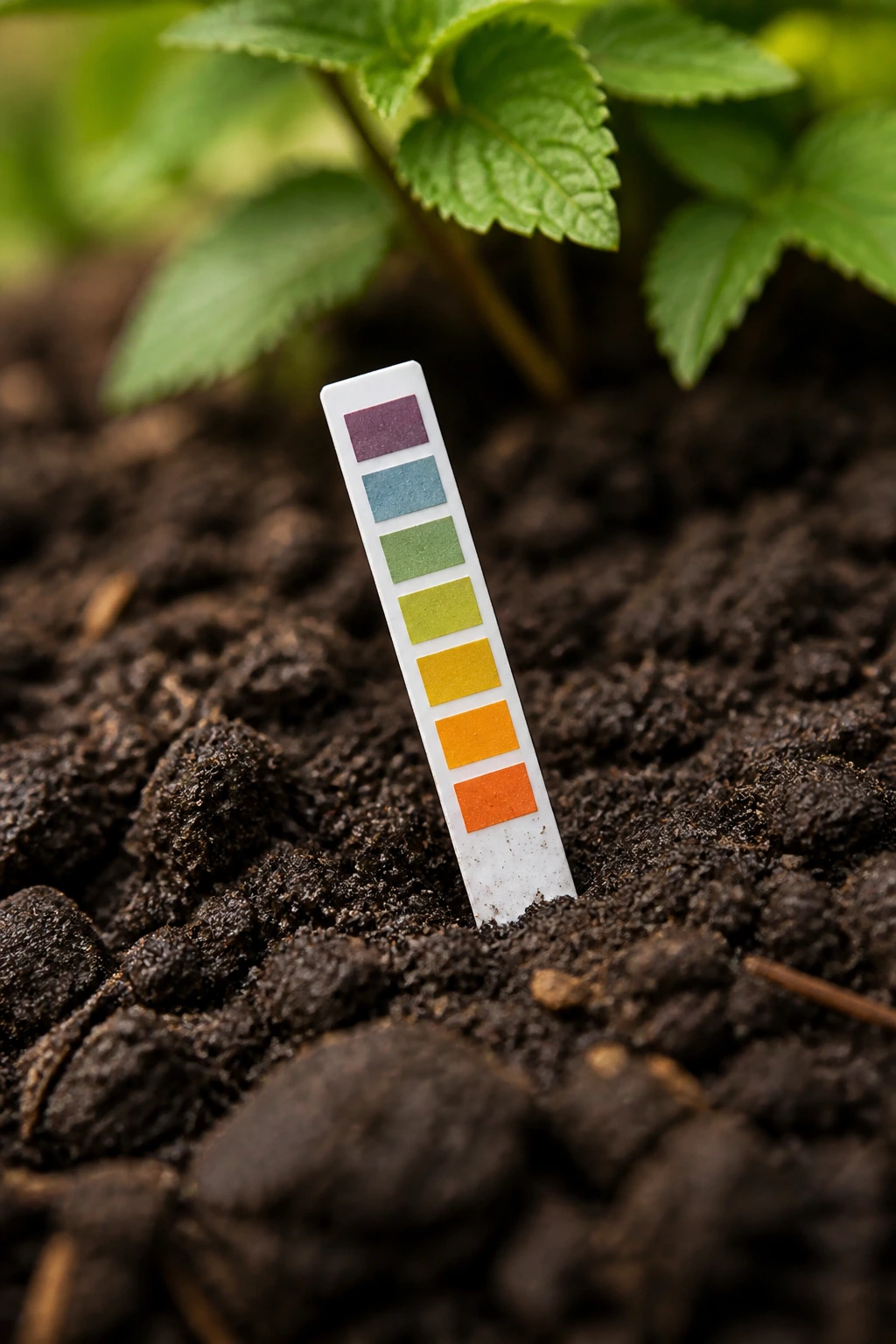 Do Blackberries Like Acidic Soil? All You Need to Know 1 Close-up of soil with pH color test strip indicating acidity level in a blackberry garden