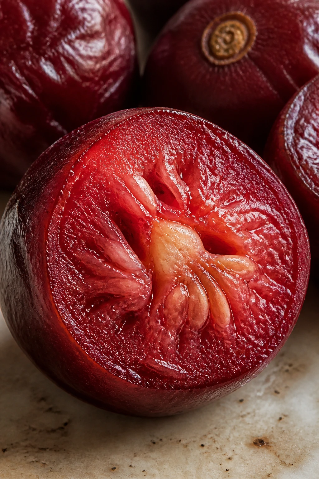 Macro close-up of sorrel fruit interior