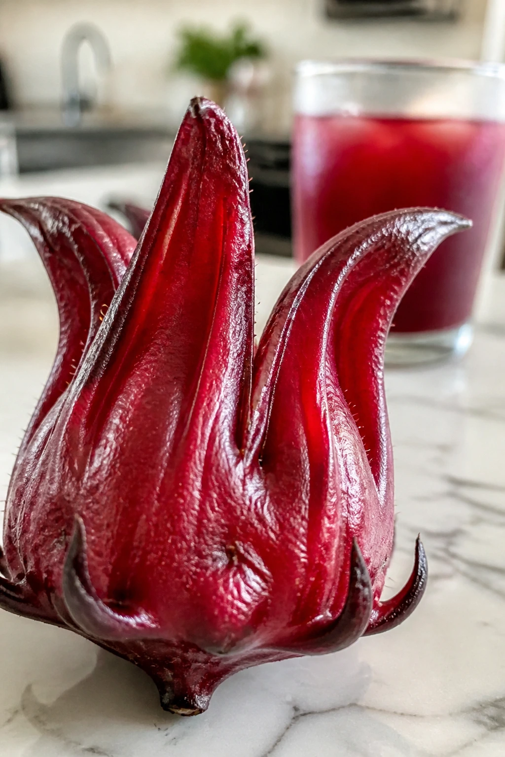 Sorrel fruit hero with background drink