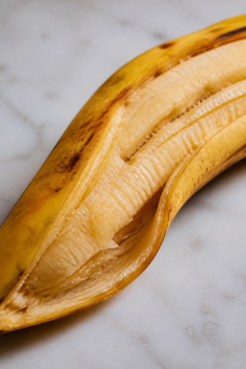 Are Bananas With Split Skins Safe To Eat? 5 Split banana on a clean surface ready to eat.