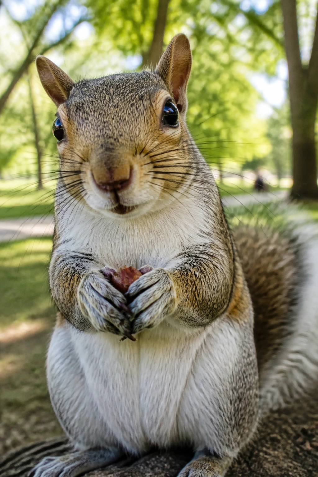 Can Squirrels Eat Strawberries? All You Need to Know 4 Close-up portrait of a real squirrel in a park setting filling the frame