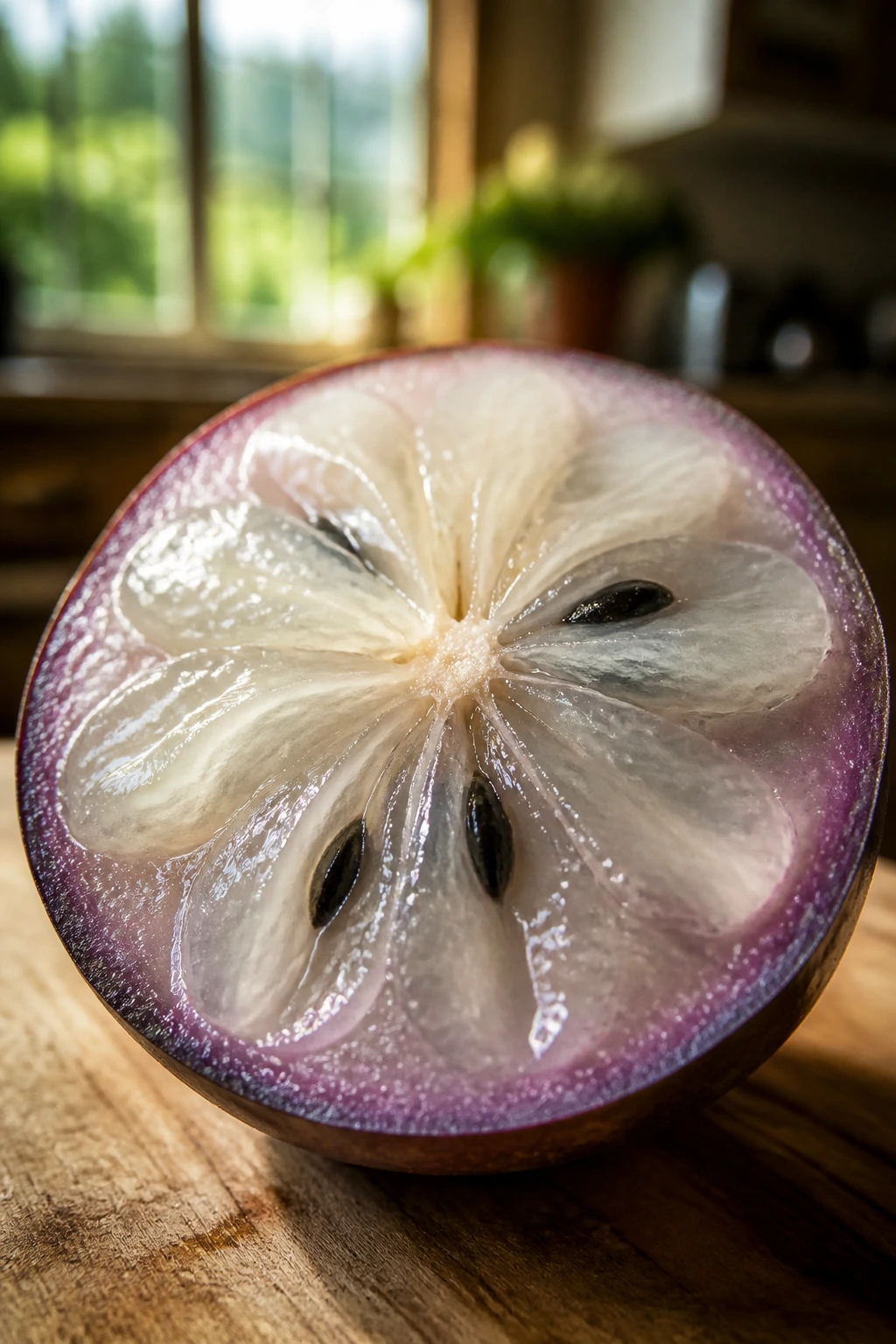Jamaican Star Apple: Nutrition Facts, Health Benefits, And More 1 Close-up of cut star apple showing translucent flesh