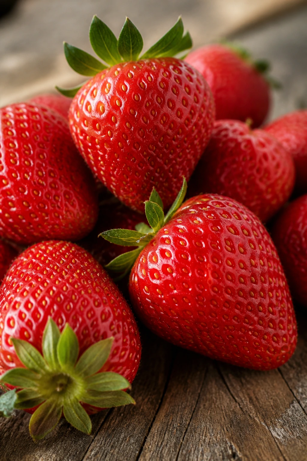 Can Guinea Pigs Eat Strawberries? All You Need to Know 4 Close-up strawberries filling the frame on a wooden table