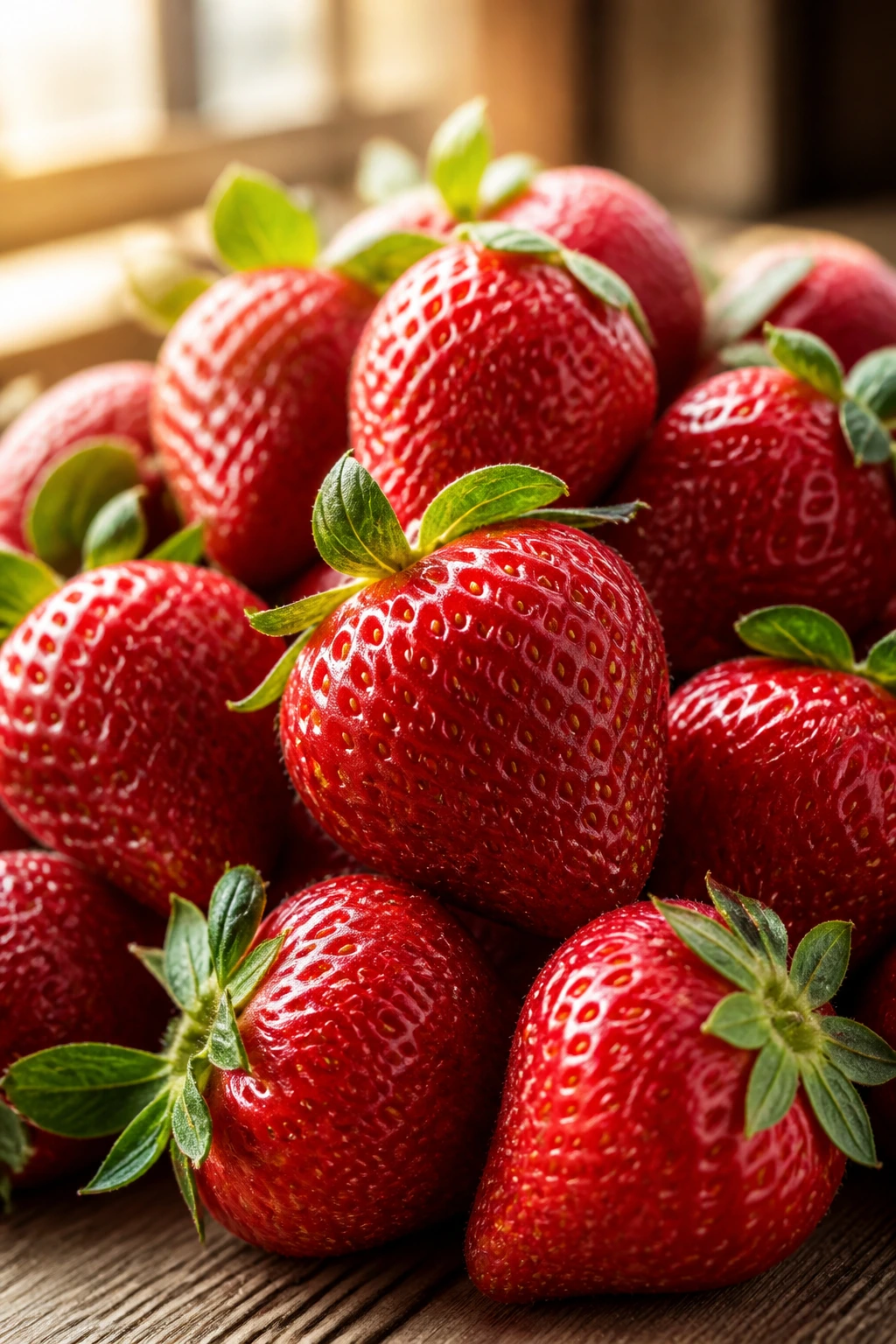 40 Strawberry Puns That Are So Berry Funny To Make Your Day 9 Close-up of ripe strawberries filling the frame with warm window light