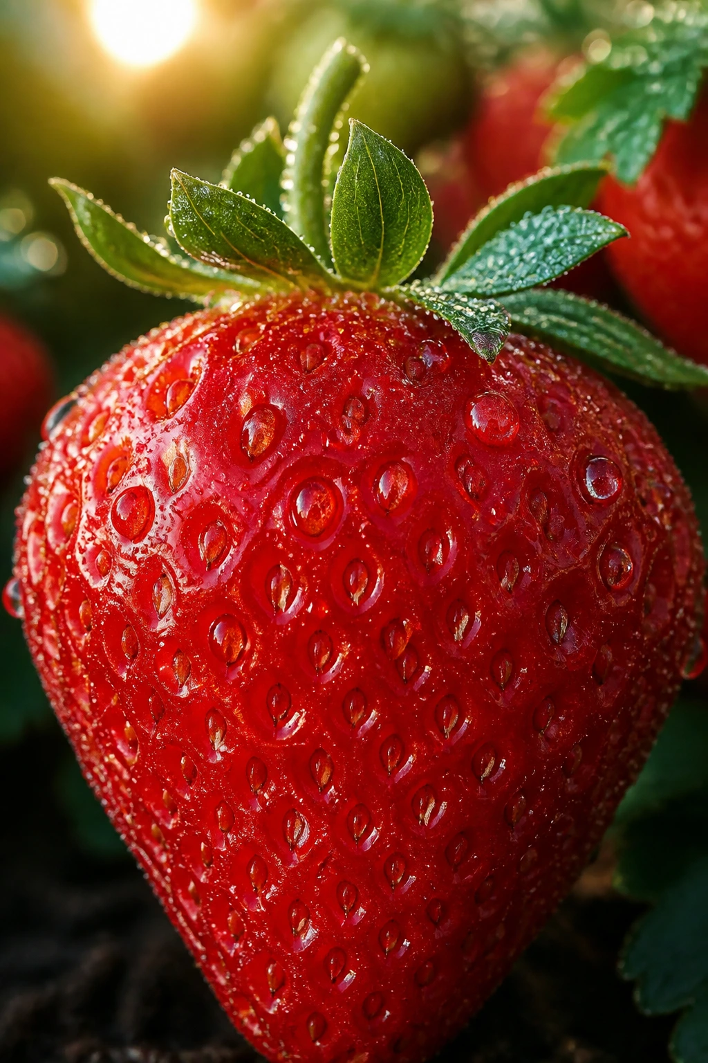 40 Strawberry Puns That Are So Berry Funny To Make Your Day 13 Dewy strawberry filling the frame in soft garden light