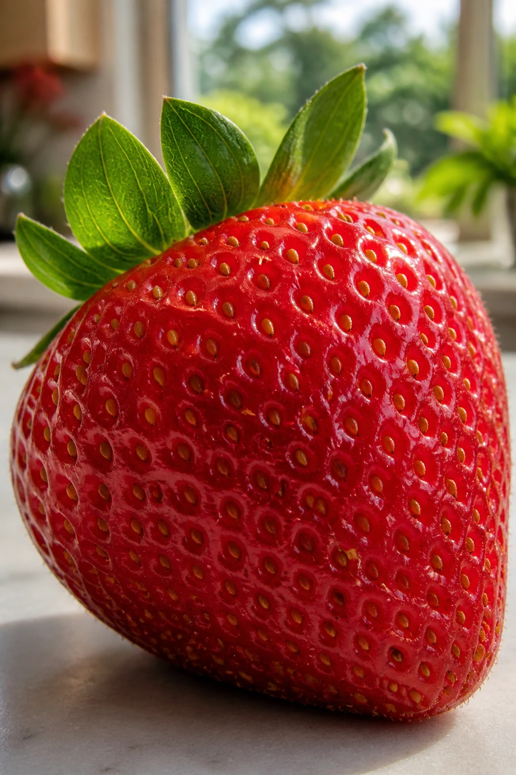 Are Strawberries Acidic Or Alkaline? 2 Single dew-kissed strawberry close-up highlighting freshness and health benefits