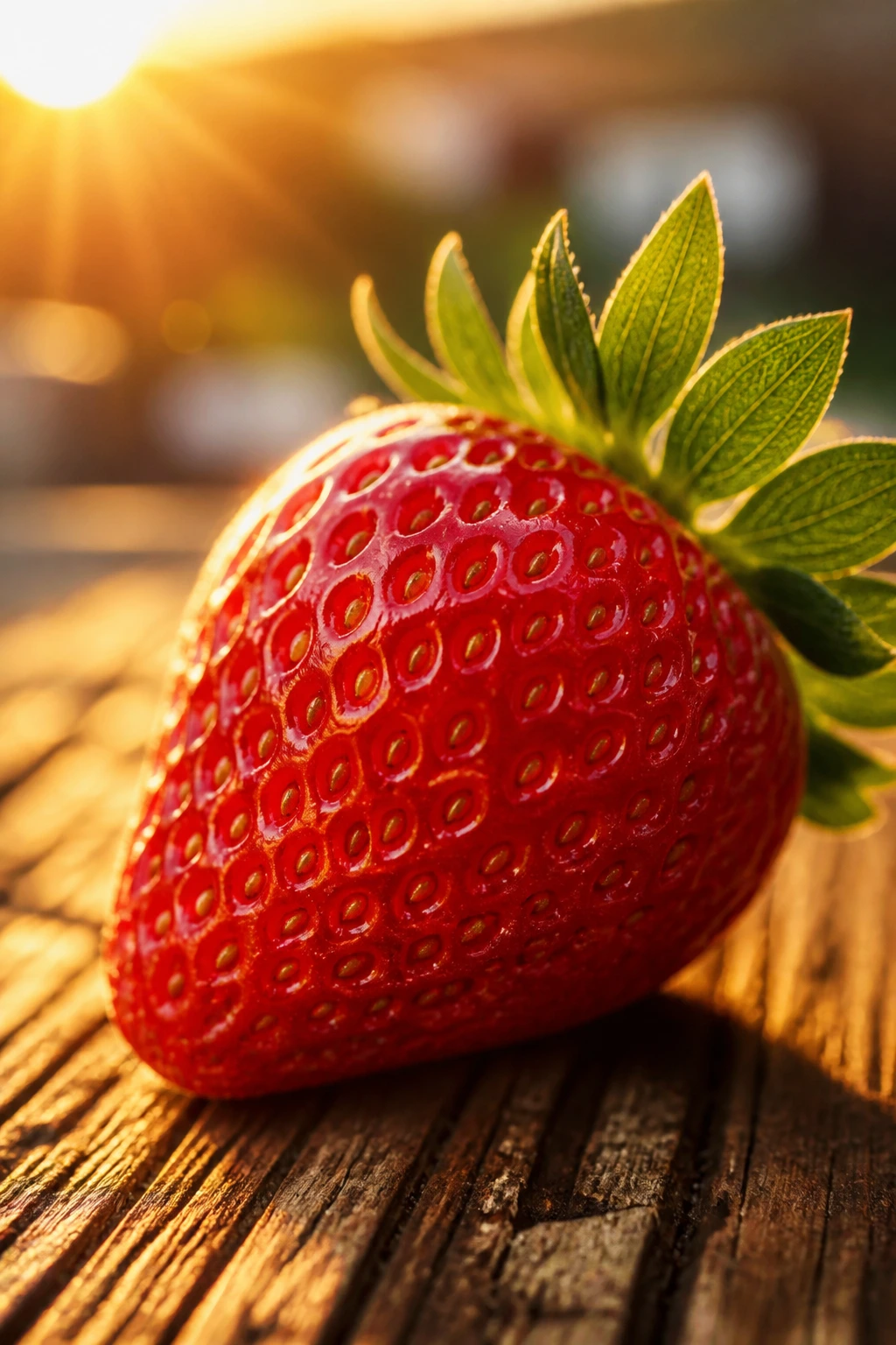 40 Strawberry Puns That Are So Berry Funny To Make Your Day 12 Single strawberry on rustic wood with golden hour light