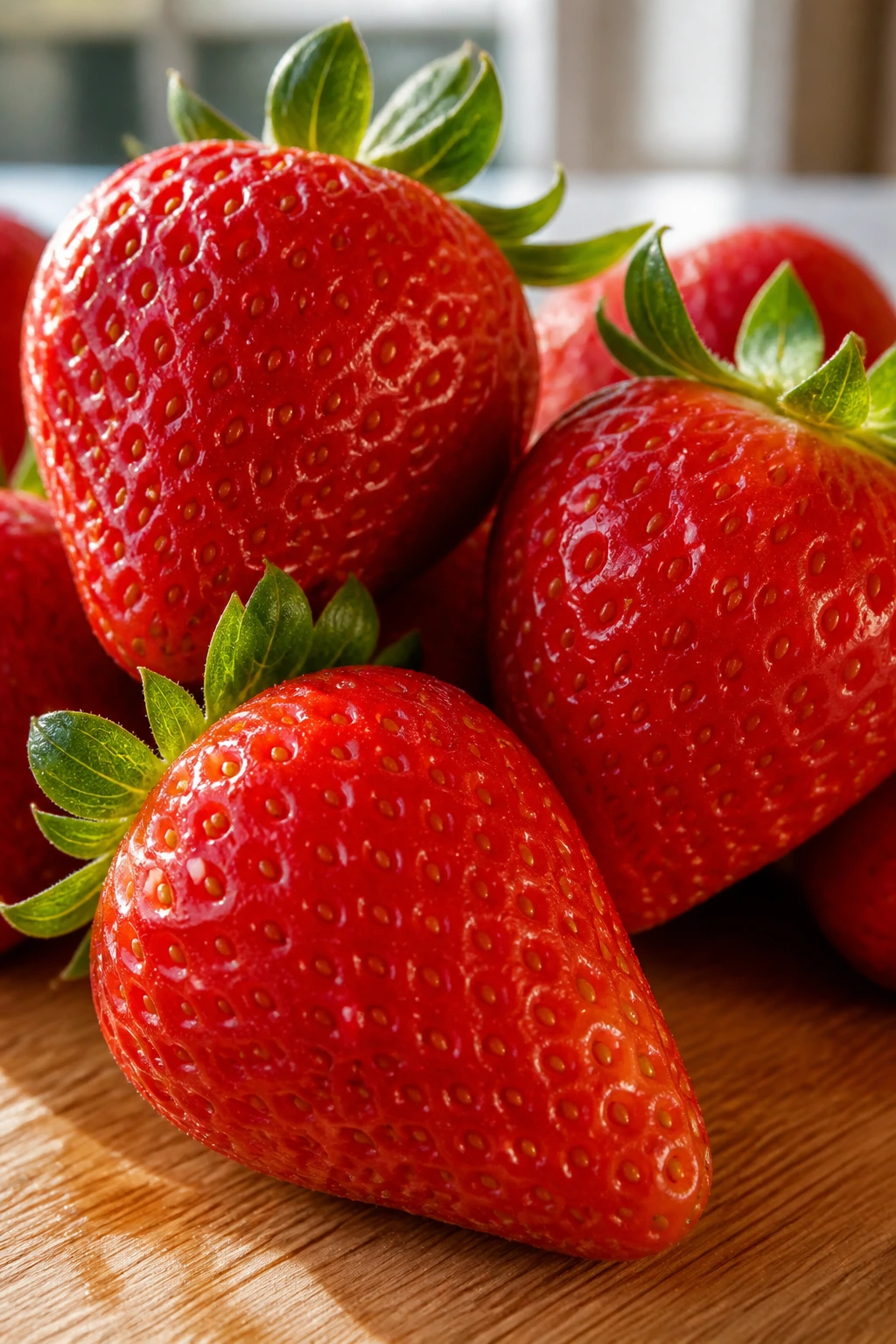 Close-up of strawberries highlighting health benefits for turtles.