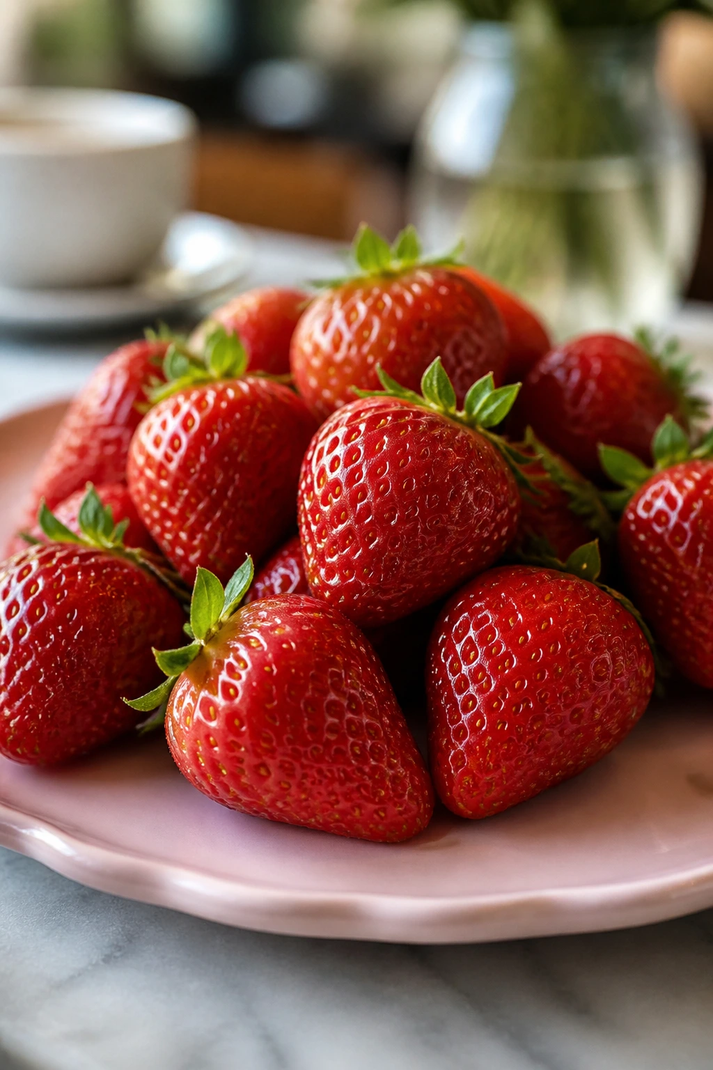 40 Strawberry Puns That Are So Berry Funny To Make Your Day 10 Strawberries taking center stage on a pastel plate with soft light